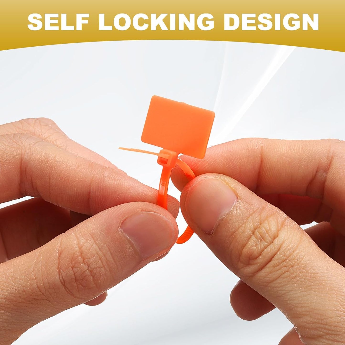 uxcell 100 Pcs Cable Label Marker Tags, Nylon Cable Zip Tie Tags 4.3 Inch Writable Self-Locking Wire Labels Zip Ties for Organization Marking, Orange