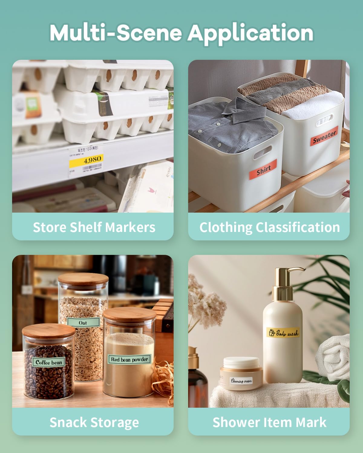 Label Maker Machine with Tape, N12 Portable Bluetooth Label Printer, Wireless Mini Label Makers Thermal Sticker with Multiple Templates for Home, Kitchen, School, Office Organization, Green