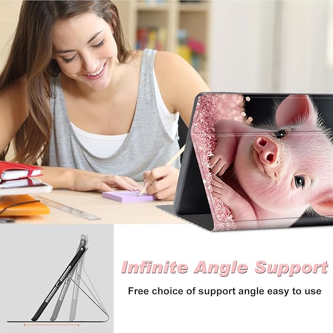 for All-New Kindle Fire 7 Tablet Case (12th Gen, 2022 Release),Slim Lightweight Smart Shell Stand Cover with Auto Wake/Sleep for Amazon Fire 7 Kids Tablet,Cute Pink Pig