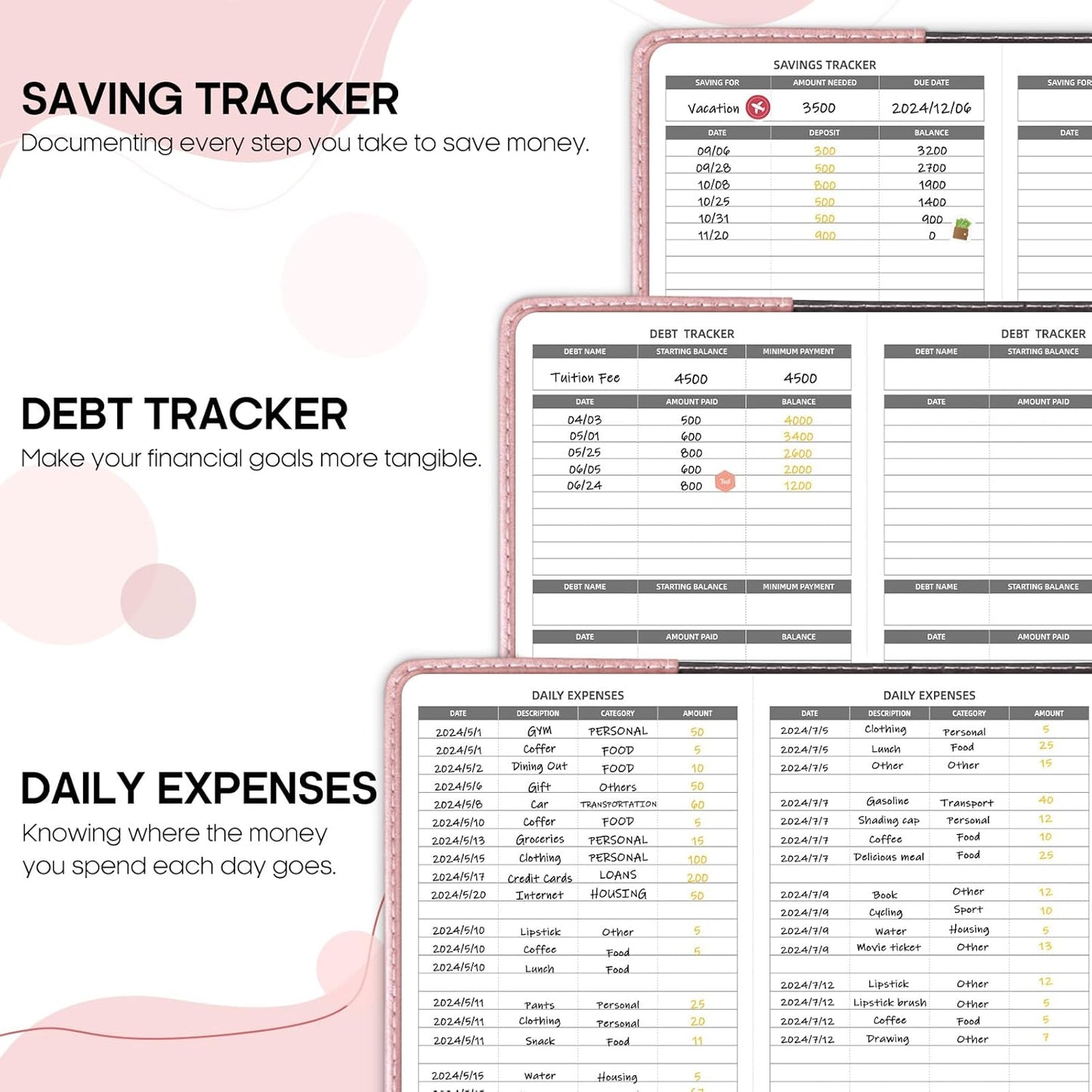 WEMATE Budget Planner 2025 with Lock, Monthly Budget Book with Expense Tracker Notebook, Undated Financial Planner to Manage Your Money, A5 Leather Account & Budget Book, Dark Green