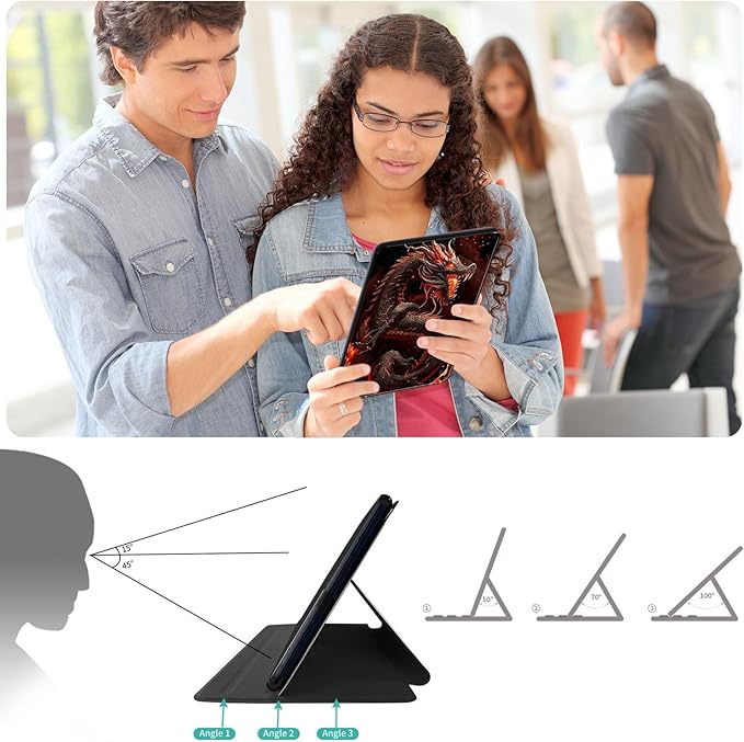 for Amazon Fire HD 10 Tablet (2017 and 2019 Releases,with 7th and 9th Generations) Case,360 Degree Rotating Stand Smart Protective Cover Case,for New Fire HD 10 10.1 inch,Fire Dragon