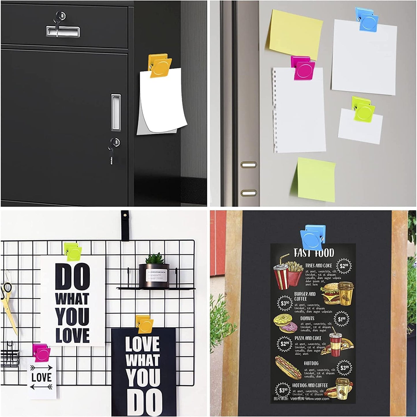 Grtard 24 Pack Magnetic Clips Heavy Duty, Colorful Strong Fridge Magnet Clips Heavy Duty, Metal Magnet Clips for Fridge, clip Magnets, Magnetic Clips for Refrigerator, Locker, Whiteboard, Home, Office