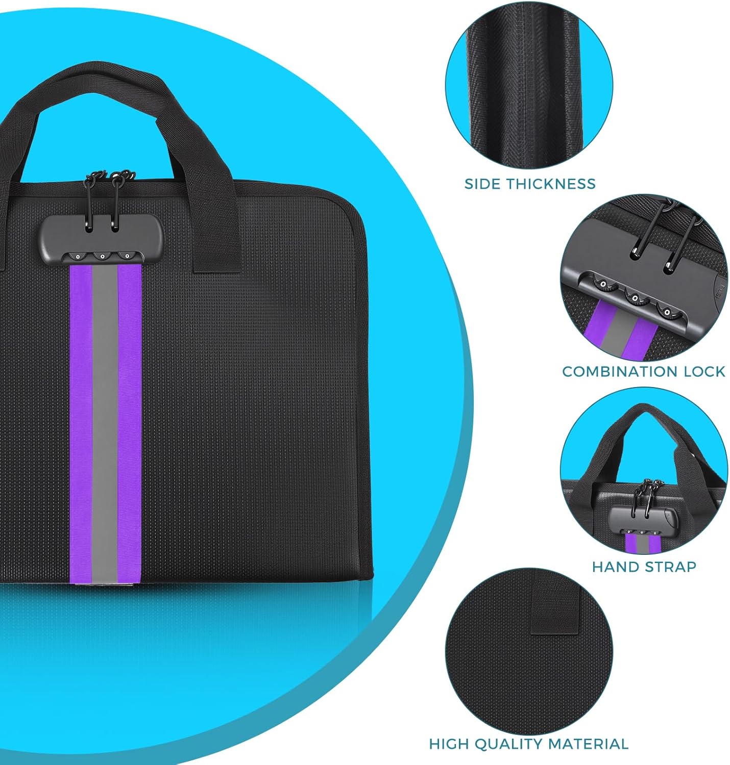 Accordion File Organizer with Combination Lock,Fireproof Expanding File Folder with Multi Pockets,13 Pockets Document Organizer with Handle & Labels,Portable Home Travel Safe Storage Letter A4 Files