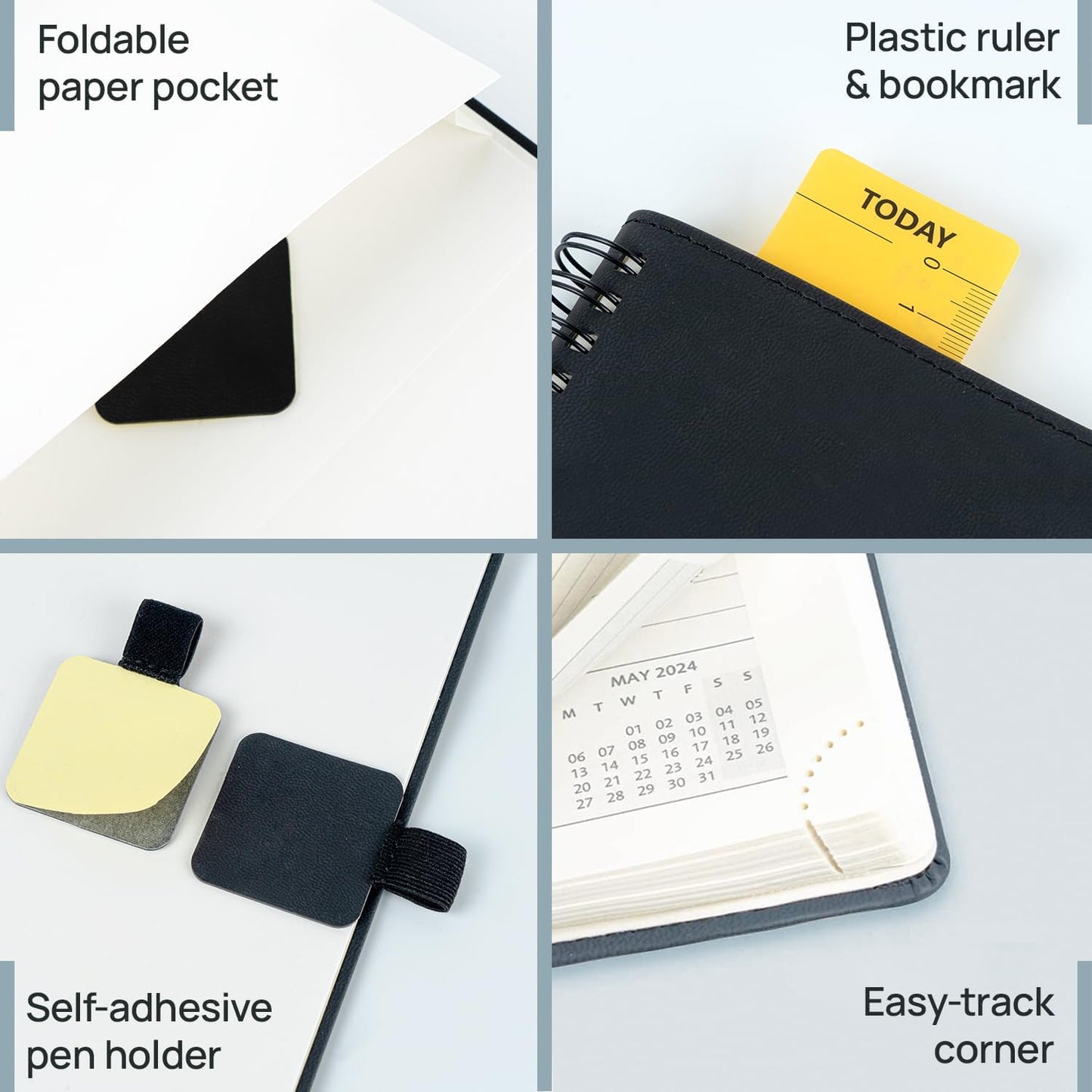 POPRUN 2026 Planner (Large - 8.5" x 10.5") with Hourly Schedule, Vertical Layout - 2026 Weekly Calendar (Jan. 2026 - Dec.2026) for Time Management, Monthly Tabs, Spiral Bound, Soft Cover - Grey