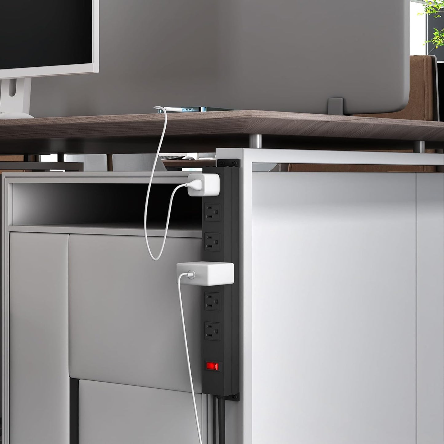 Power Strip with 6AC Outlets Wide Spaced and 14AWG Power Cord,Wall Mount Outlet Power Strip Heavy Duty for Commercial, Industrial, School and Home with Switch,15A 125V 1875W,Black (12FT)