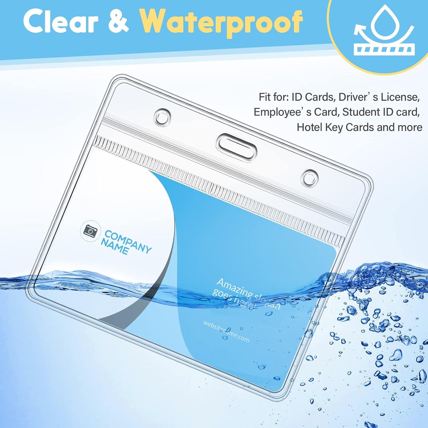 300 Sets Clip on Name Tag Clear Name Badge with Clip Waterproof PVC ID Badge Holder Transparent Name Tag Holder with Resealable Zipper Seal and Metal Badge for Teacher Worker