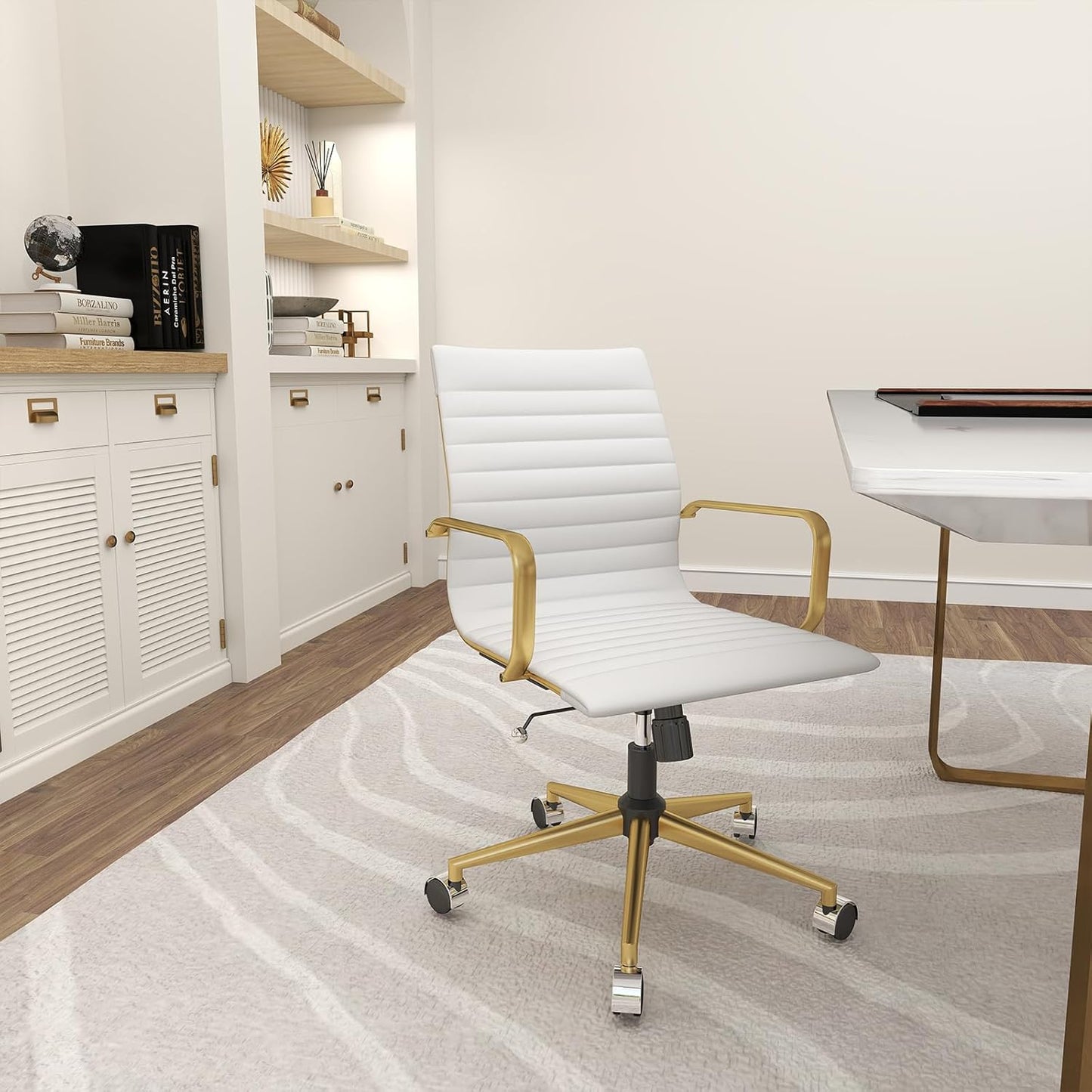 Chair, Desk Computer Chair ,with Armrests ,Ergonomic Office Chair for Home and Office, 17.32 x 22.83 x 35.43 inches, Multiple Colors (Gold White)