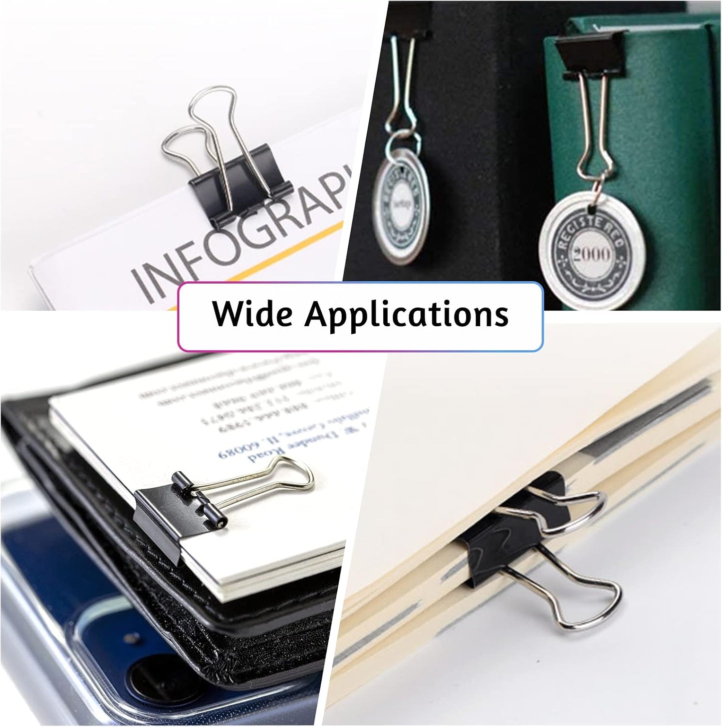 120 Pack Black Binder Clips 0.75 Inch, Small Paper Clamps, Black Paper Binder Clips, Office Clips, Mini Binder Clips, Small Clips for Office Supplies Home School and Business