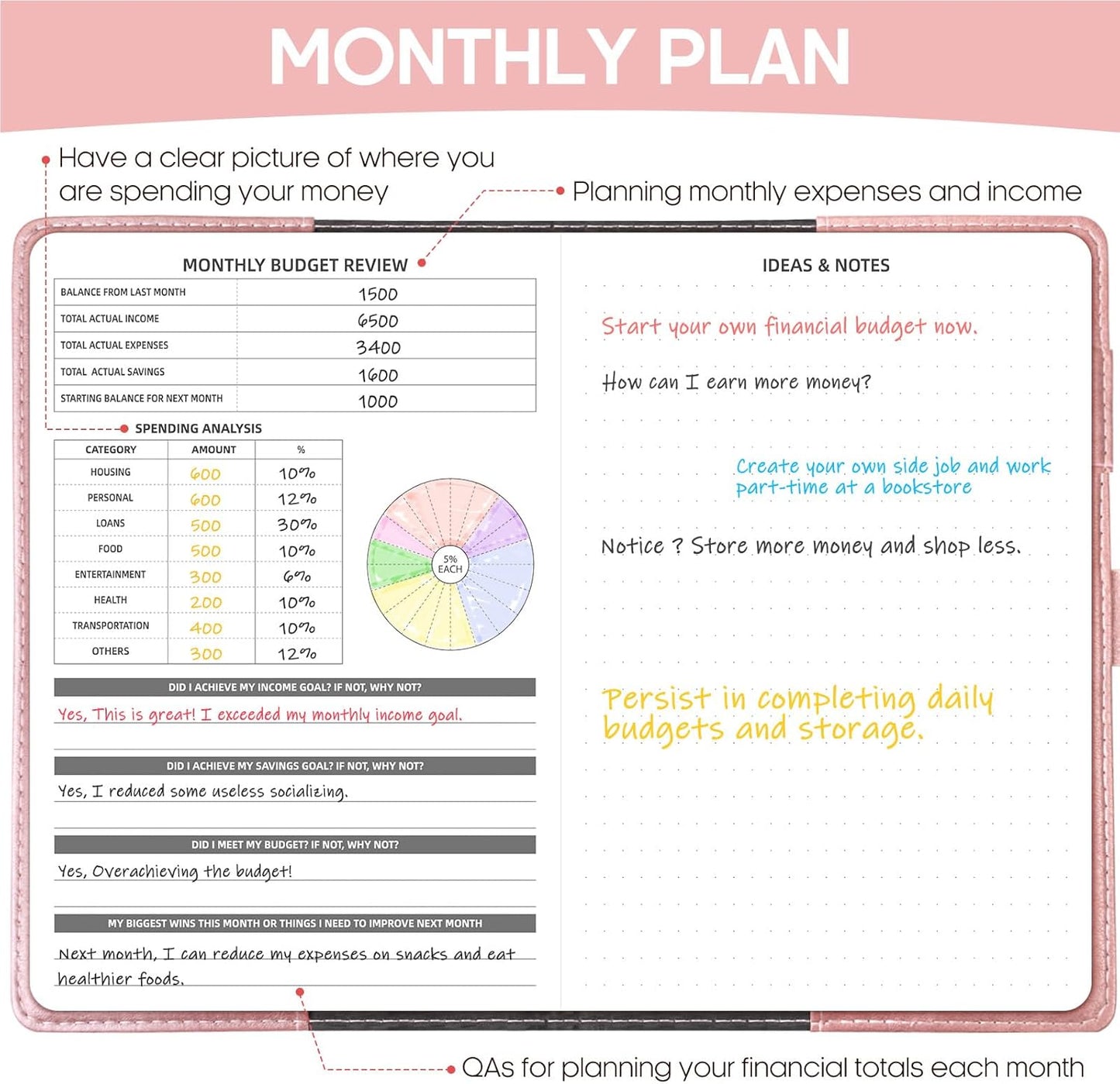 WEMATE Budget Planner 2025 with Lock, Monthly Budget Book with Expense Tracker Notebook, Undated Financial Planner to Manage Your Money, A5 Leather Account & Budget Book, Dark Green