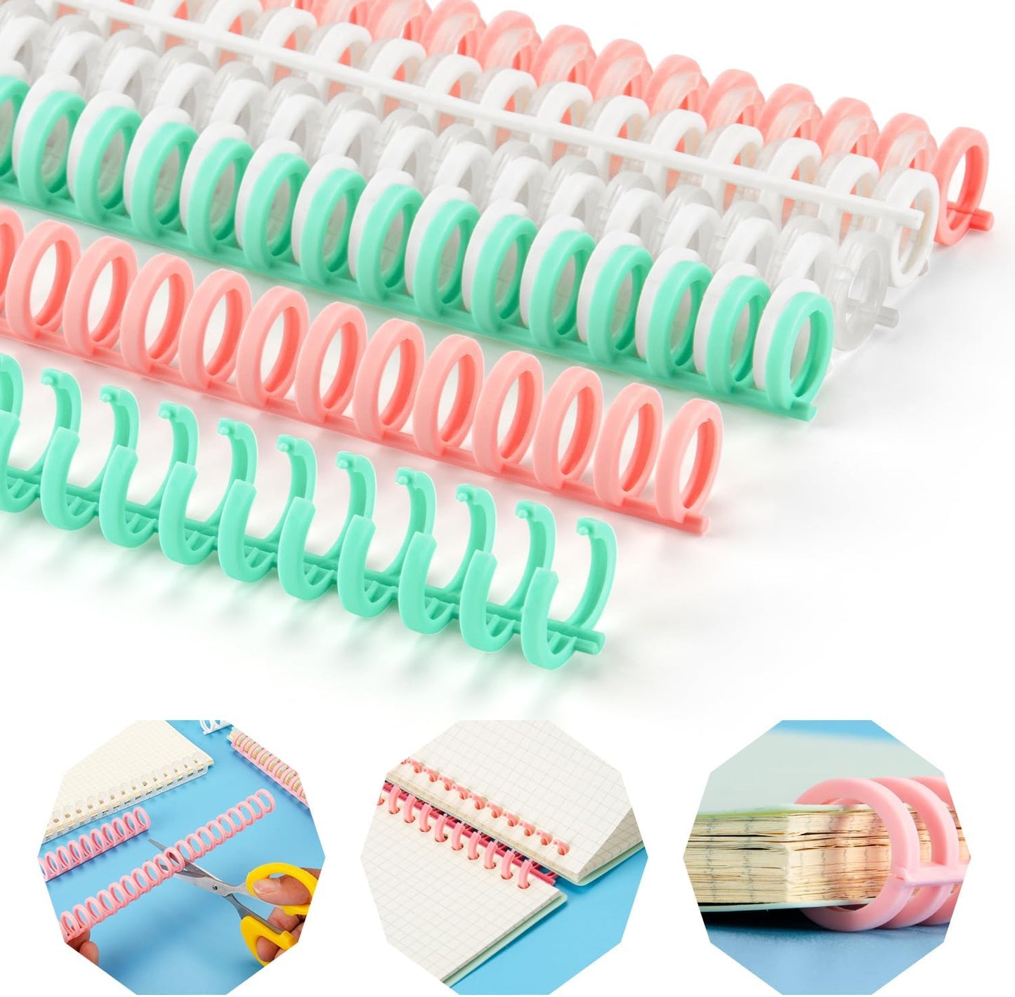 Binding Spines/Coils/Combs Easy to Open Close Adding Pages for Binding Machine Worklion,26pcs,Diameter 1/2", 30 Ring, Maximum 85 Sheets, Multicolor Trimmable Binding Combs