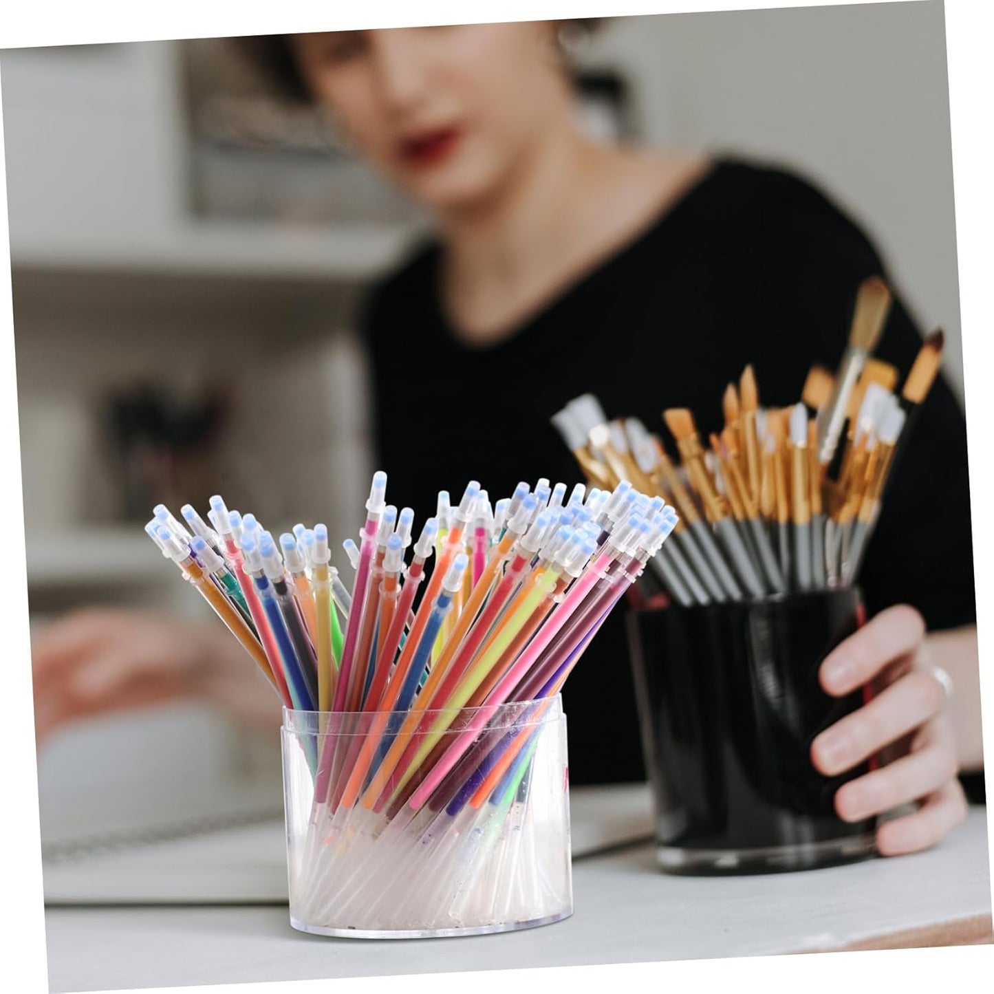 100pcs Premium Glitter Gel Pen Refills 0. 8mm Medium Point Glitter Markers Colorful Smooth Writing Neon Pen for Crafting, Doodling, Drawing, and Adult Coloring Book