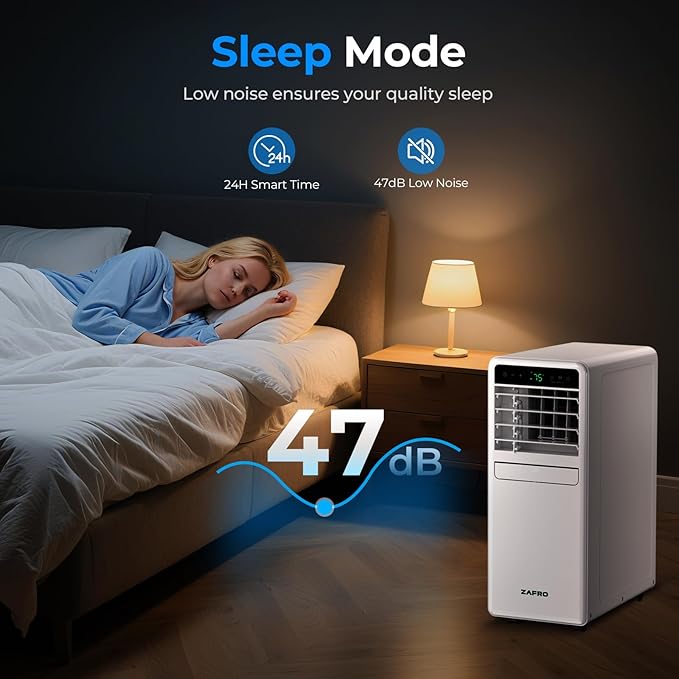 10,000 BTU Portable Air Conditioner, 3-IN-1 Smart AC Unit with Fan/Dehumidifier/Drainage-free Cooling, APP/Voice/Remote/Touch, 47 dB, Sleep Mode, Window Installation Kit, 24H Timer for Home/Office