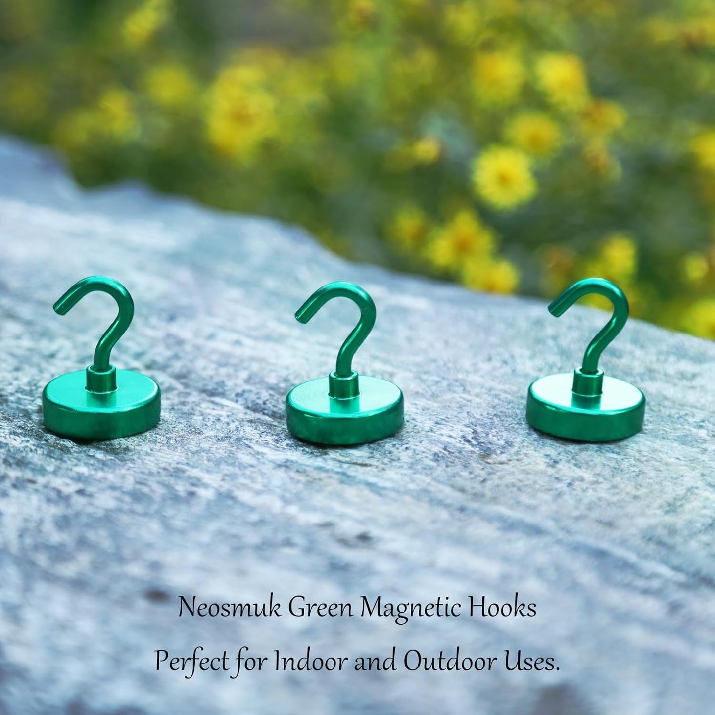 Neosmuk Magnetic Hooks Heavy Duty,Strong Magnet with Hook for Fridge, Super Neodymium Extra Strength Industrial Hooks for Hanging, Magnetic Hanger for Toolbox, Cruise, Grill(Green,4 Pack)