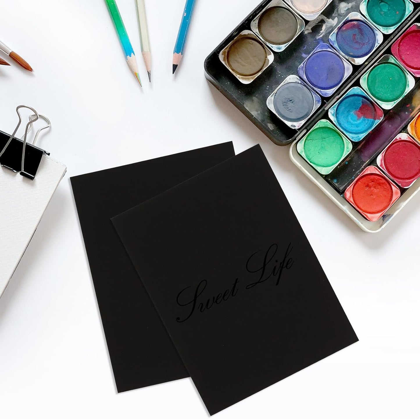 50 Sheets Black Cardstock Thick Paper 8.5 x 11, 250gsm/92lb Blank Heavy Cards Stock for Invitations, Printing, Postcards, Thankyou Cards, Index Cards, DIY Cards (Black, 8.5 x 11 inch)