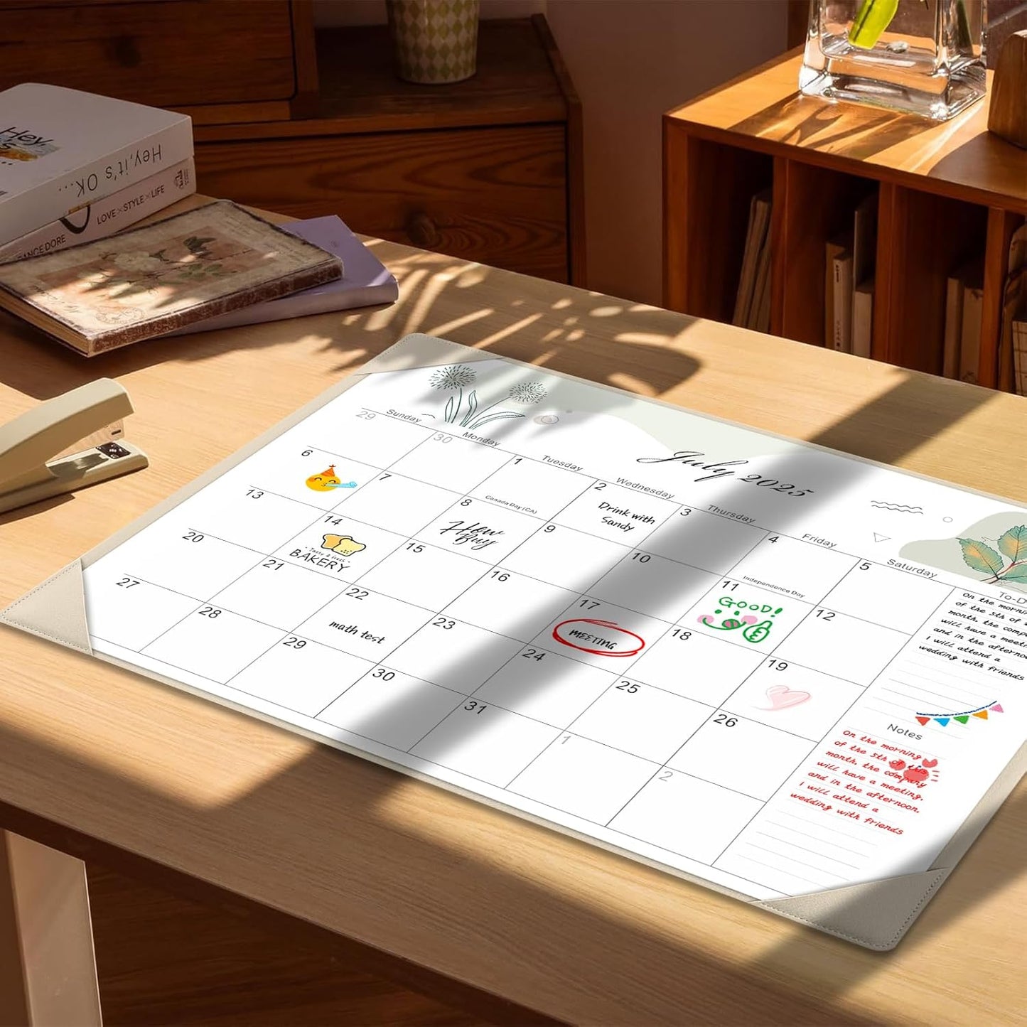 Gannyfer Desk Calendar 2025-2026 with Desktop Mat - 18 Month Large Table Calendar, 22" x 17" Desktop Pad Calendar for Planning and Organizing In Your Family, School or Office(6 Stickers Included) (White)