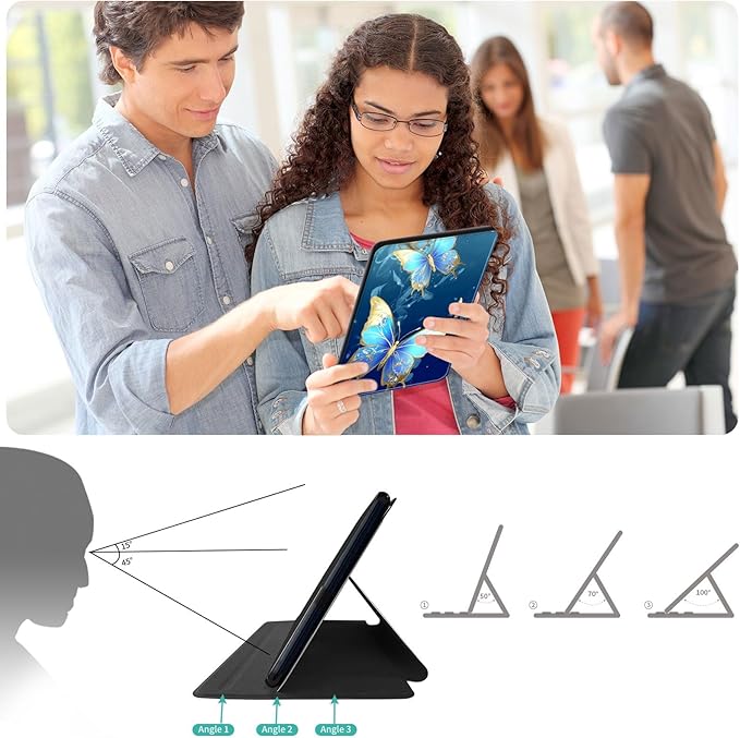 for Amazon Fire HD 10 Tablet (2017 and 2019 Releases,with 7th and 9th Generations) Case,360 Degree Rotating Stand Smart Protective Cover Case,for New Fire HD 10 10.1 inch,Butterfly Flower Pink