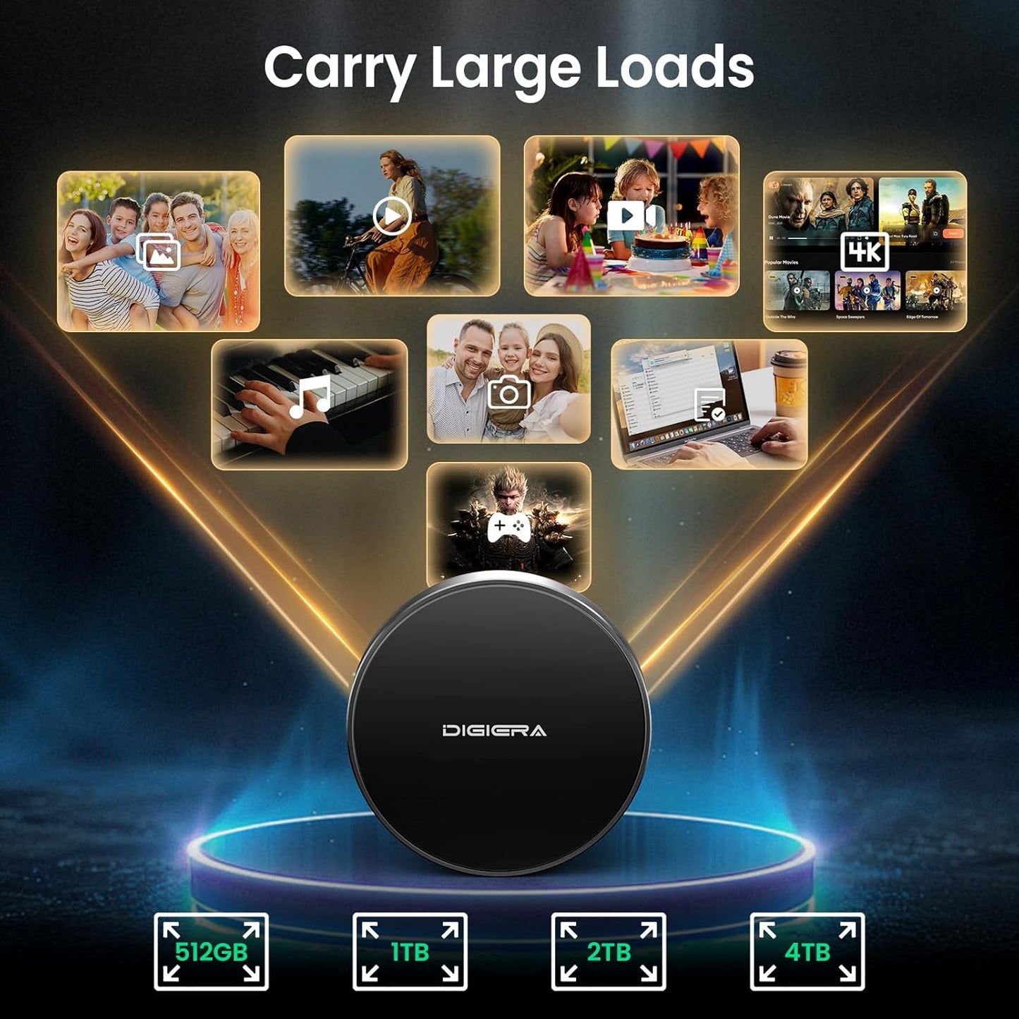 512GB Magnetic Portable SSD, External Solid State Drives with USB-C 3.2 Gen 2x2, Speed Up to 2000MB/s, Compact & Durable, Compatible with iPhone 15/16 Series and Other USB-C Devices, Black