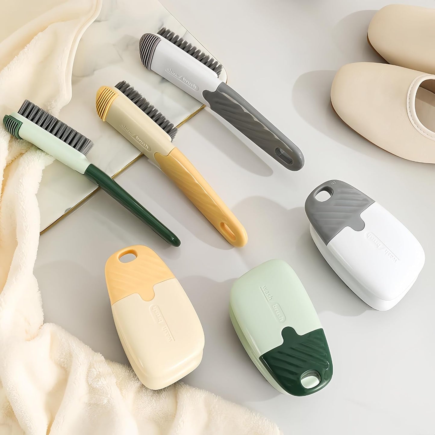 Cleaning Brush Household Small Laundry Brush for Soft Bristle Scrub Clothes Shoe Underwear Fabric Hand Cleaning Brush (B-Gray)