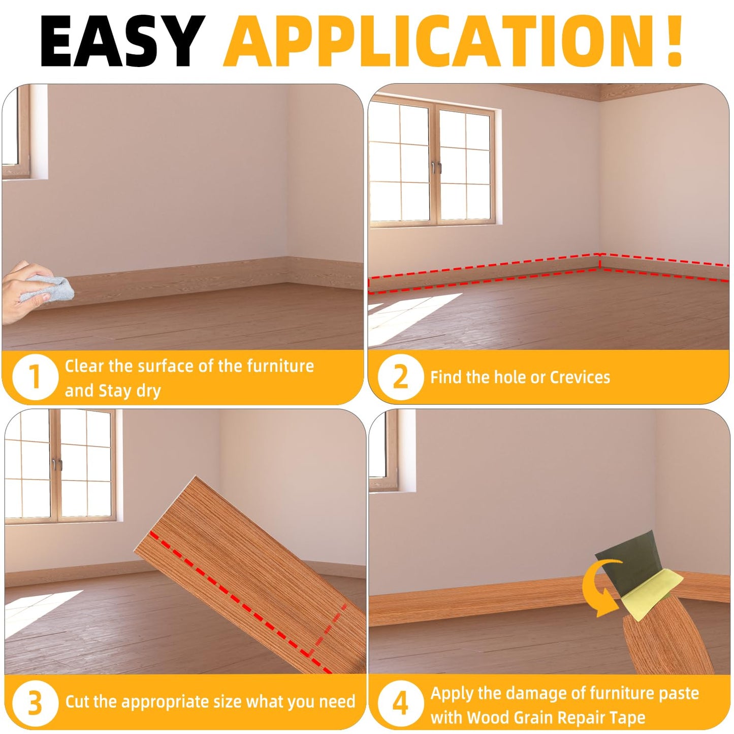 GSCIT Club Red Oak Wallpaper, 23.6 inch X 15ft Self Adhesive Wood Tape Grain Repair Patch for Tables, Chairs, Baseboards, Doors, Windows, Floors.