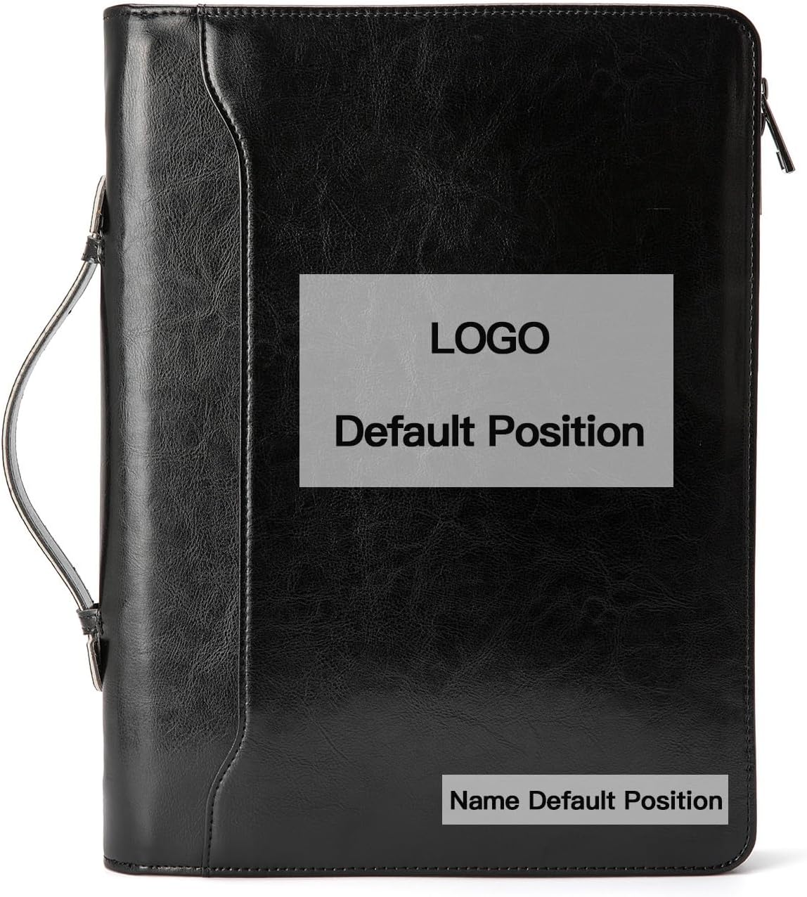 Personalized Vegan Leather Portfolio with Hidden Handle, Front Pocket, Custom Business Padfolio Tablet/13” Laptop Organizer, Professional Executive Document Folio, Black