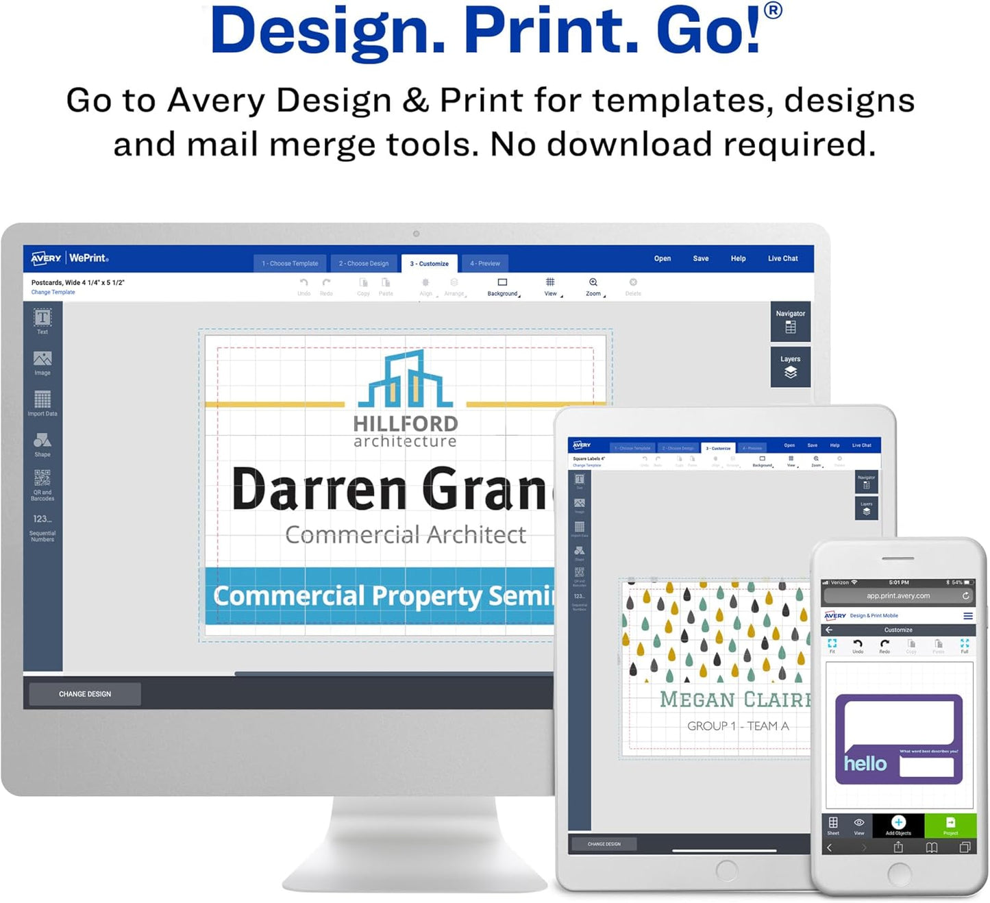 AVERY Name Badges, 3" x 4", Magnetic | Clear | Customizable | With Printable Inserts | 24 Badges, Pack of 5