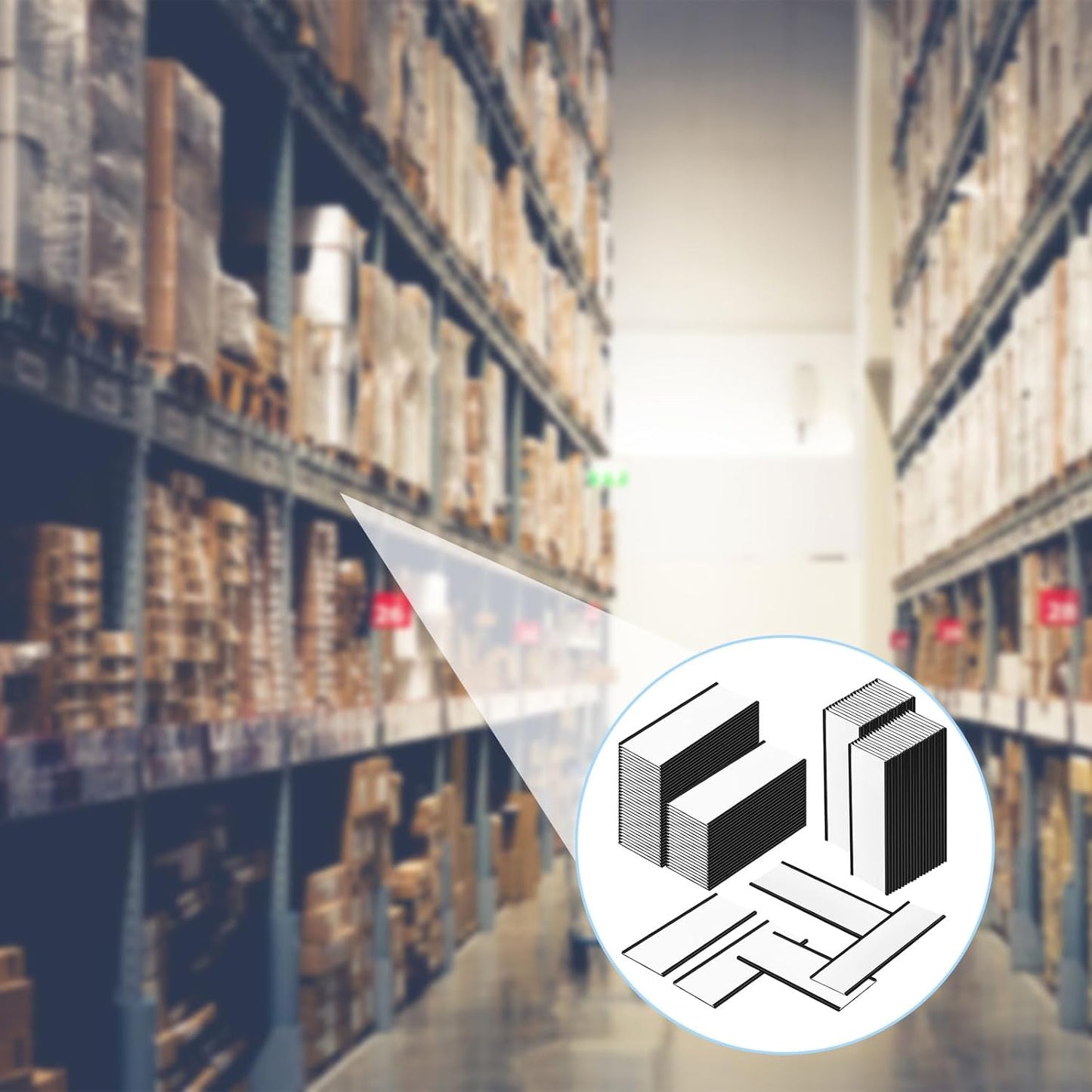 50 Pcs 6" x 2" Magnetic C Channel Label Holders with Replacement White Paper and Clear Plastic Films, Magnetic Cards Name Tags for Rack Shelf Warehouse Labels Accessories