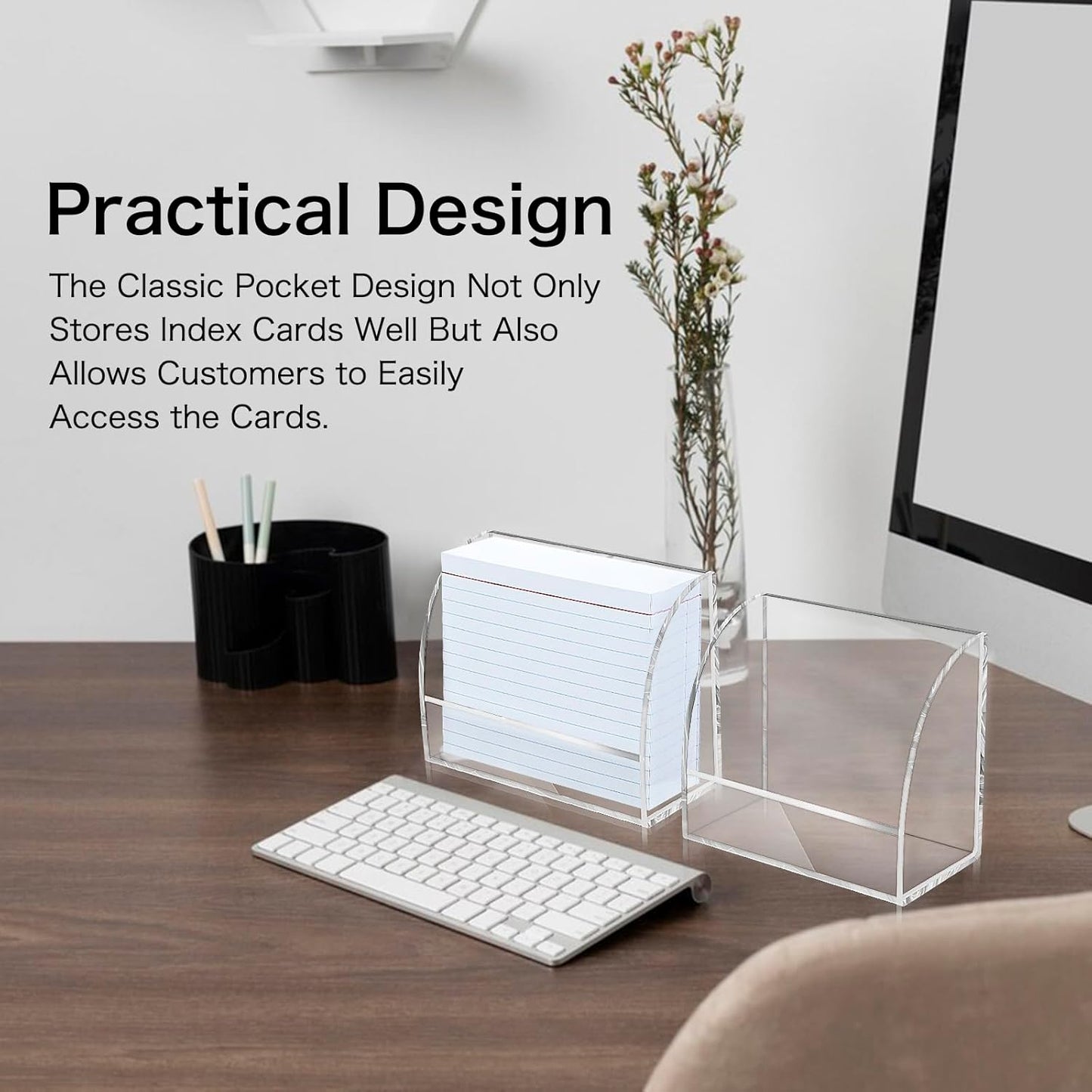 Index Card Display Stand 4.7 X 2.4 X 6.3 Acrylic Card Holder for Desk File Note 4x6 Clear Postcard Stand Index Card Rack Acrylic Business Stand for Office Business Classroom(No Card)