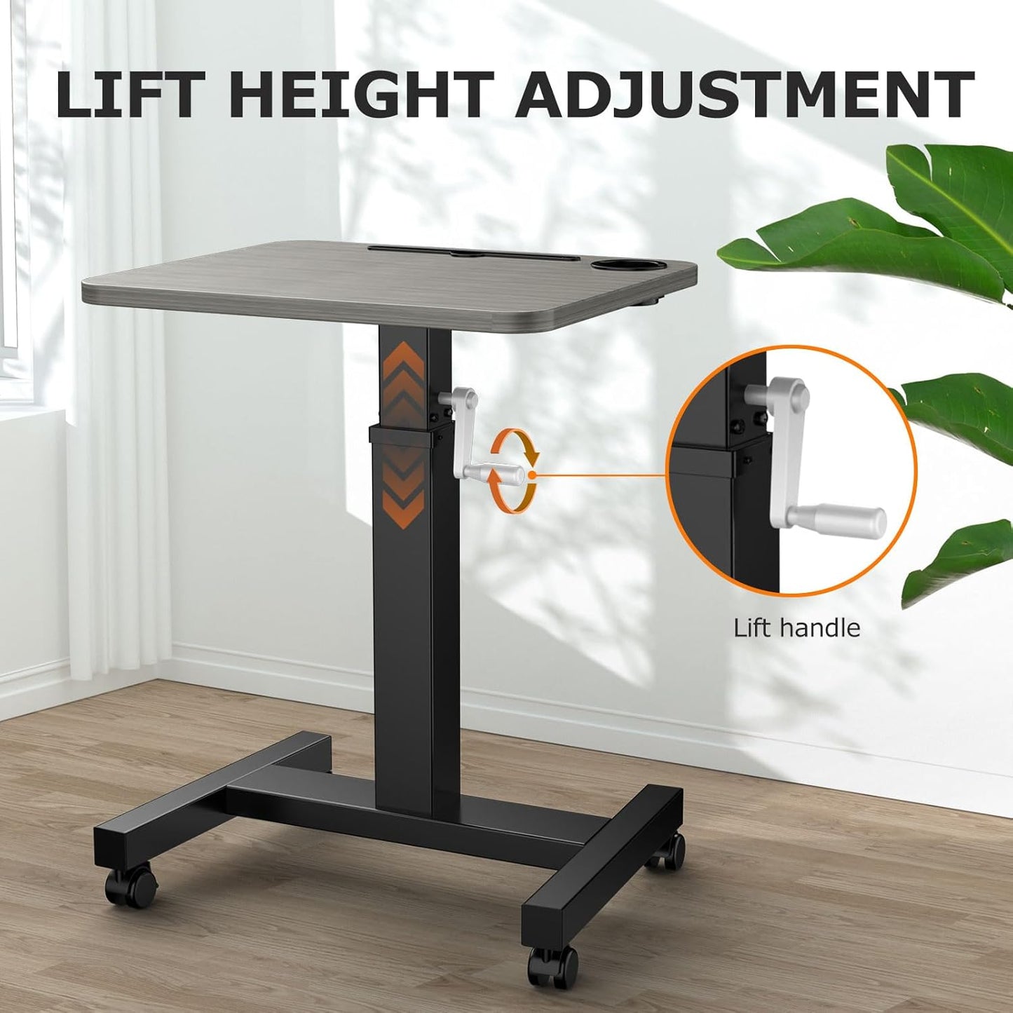 Mobile Standing Desk with Wheels,Rolling Standing Desk,Laptop Standing Desk Height Adjustable, Mobile Computer Desk,Mobile Rolling Desk,sit Stand Workstation,Black, SJZ-01