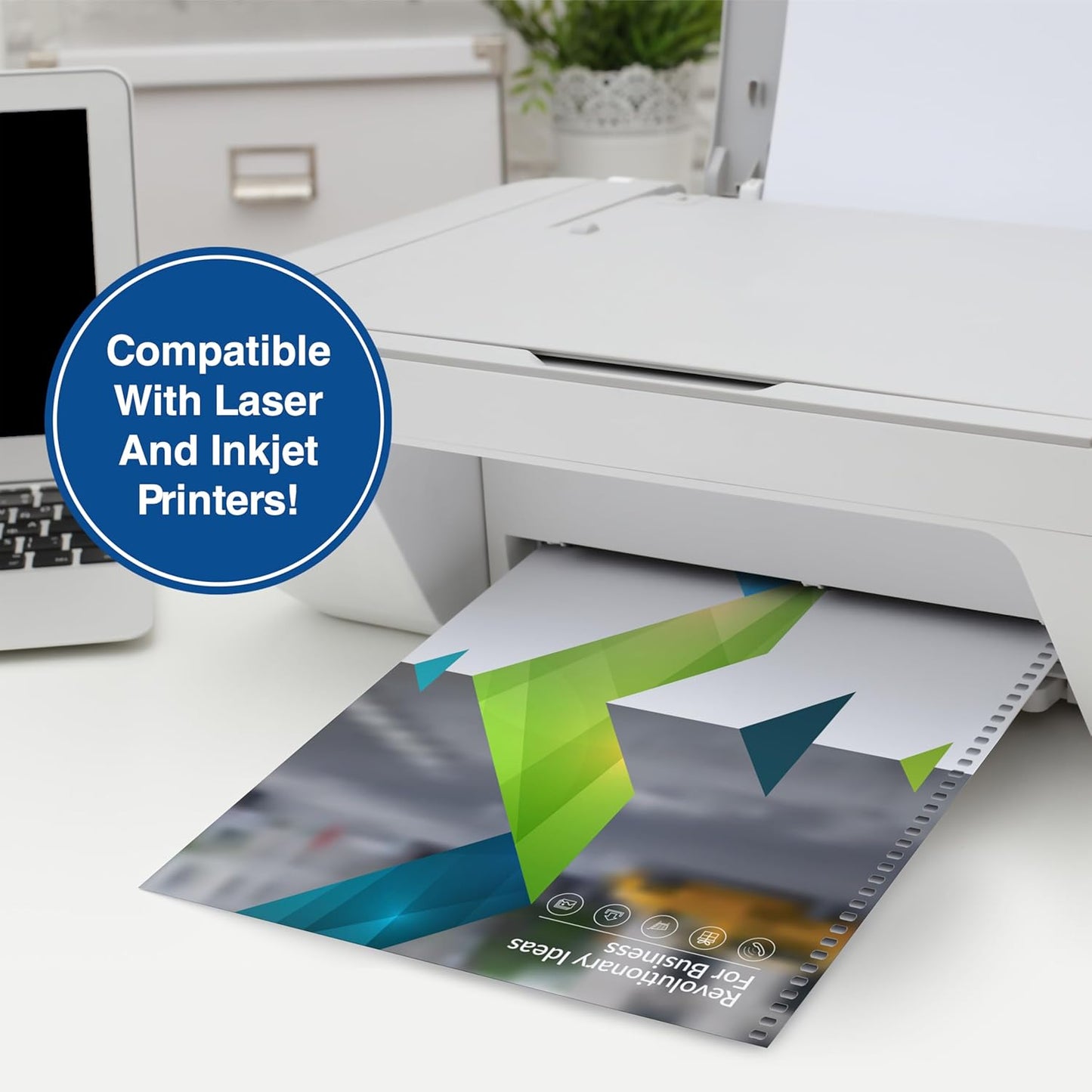 PrintWorks Professional Pre-Punched Spiral Binding Paper - 44-Hole (4:1 Pitch Hole Punch) - Book Binding Printer Paper - Made in the USA - 500 Sheets - 8.5" x 11" - 20 lb - 92 Bright White (04145)