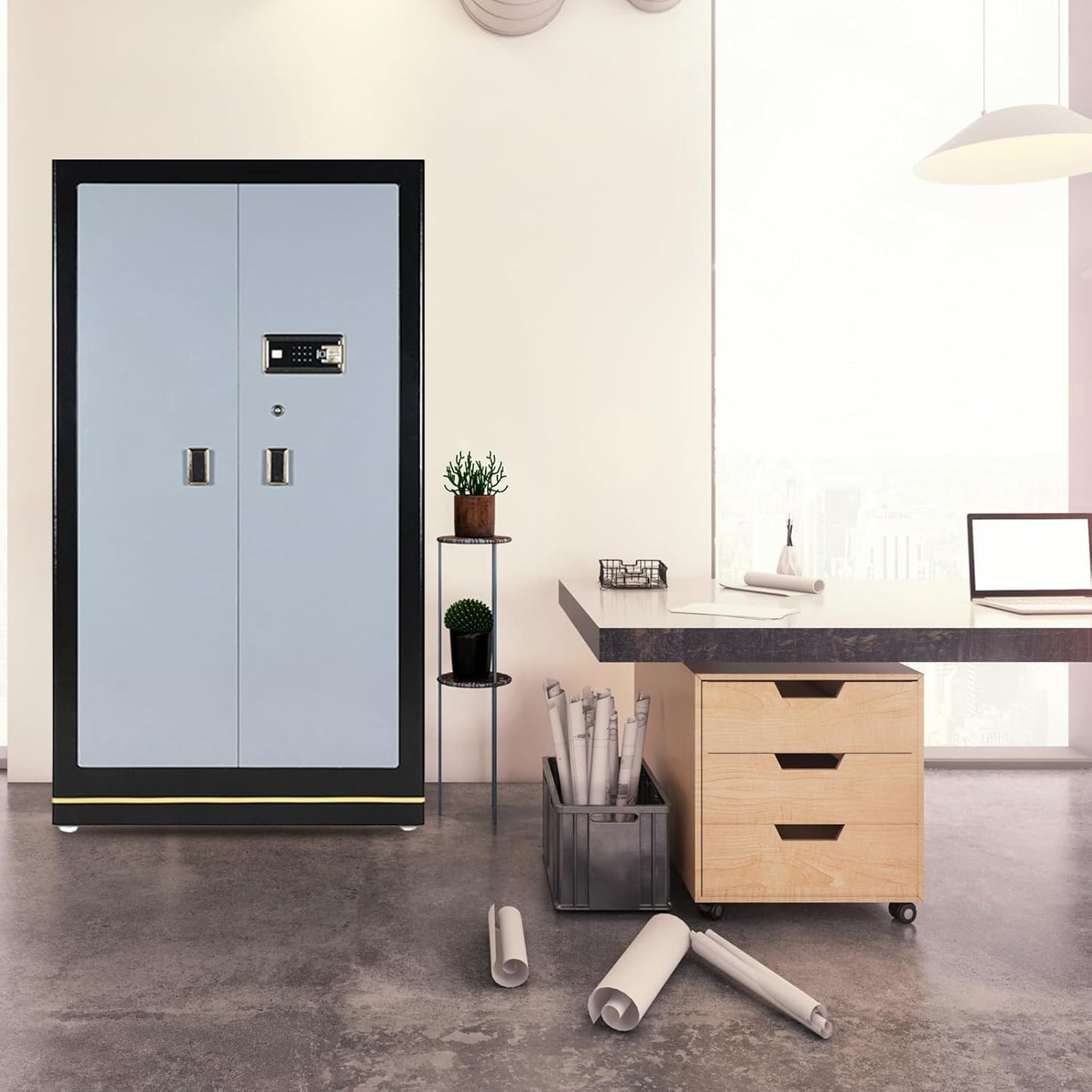 Extra Large Safe - MLJ 38.9 Cu Ft Heavy Duty Safety Box with Fingerprint & Digital Keypad Lock, Heavy Duty Large Home Safe wth 4 Removable Shelves,Perfect for Home, Office, Garage, Business Use