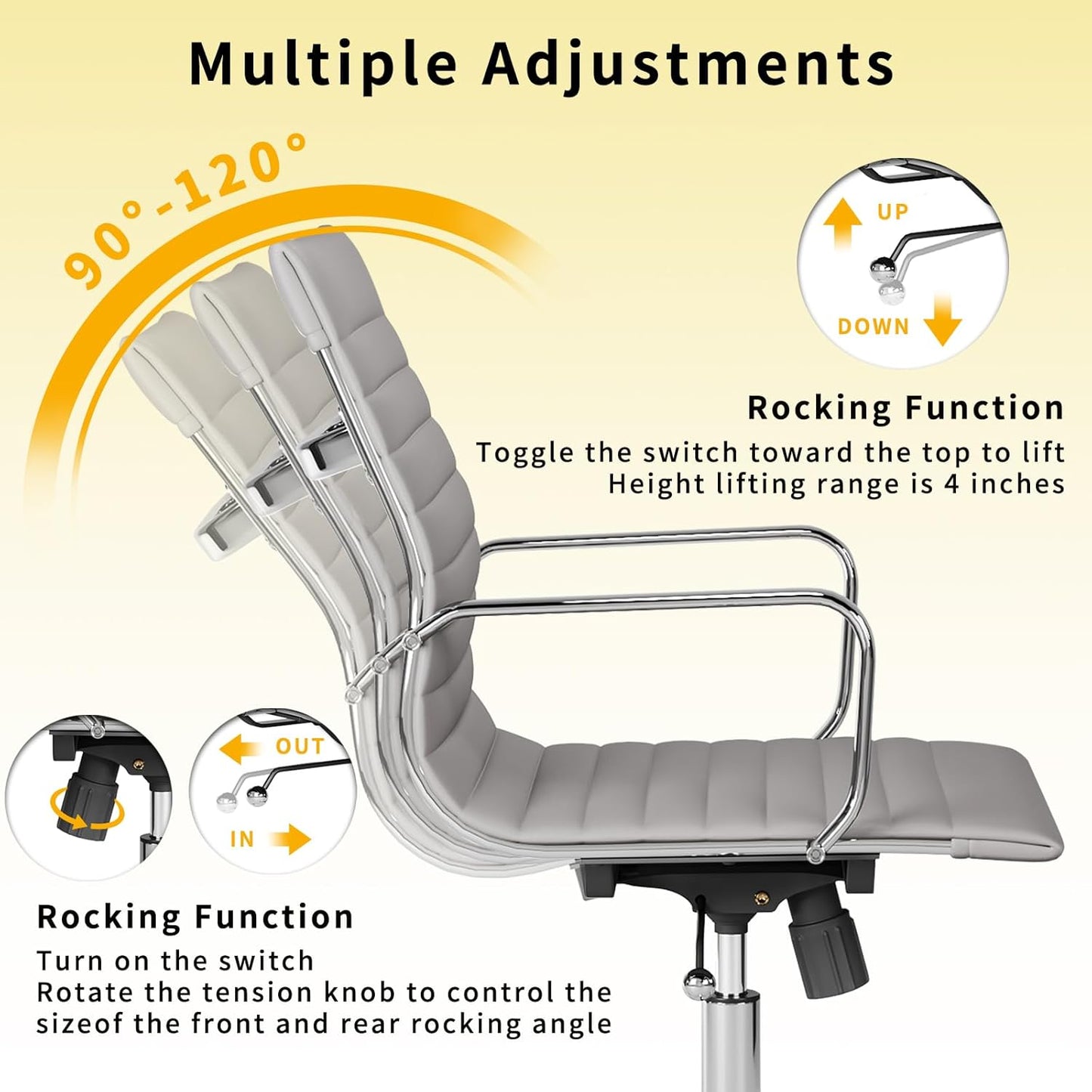 Chair, Desk Computer Chair ,with Armrests ,Ergonomic Office Chair for Home and Office, 17.32 x 22.83 x 35.43 inches, Multiple Colors (Grey)