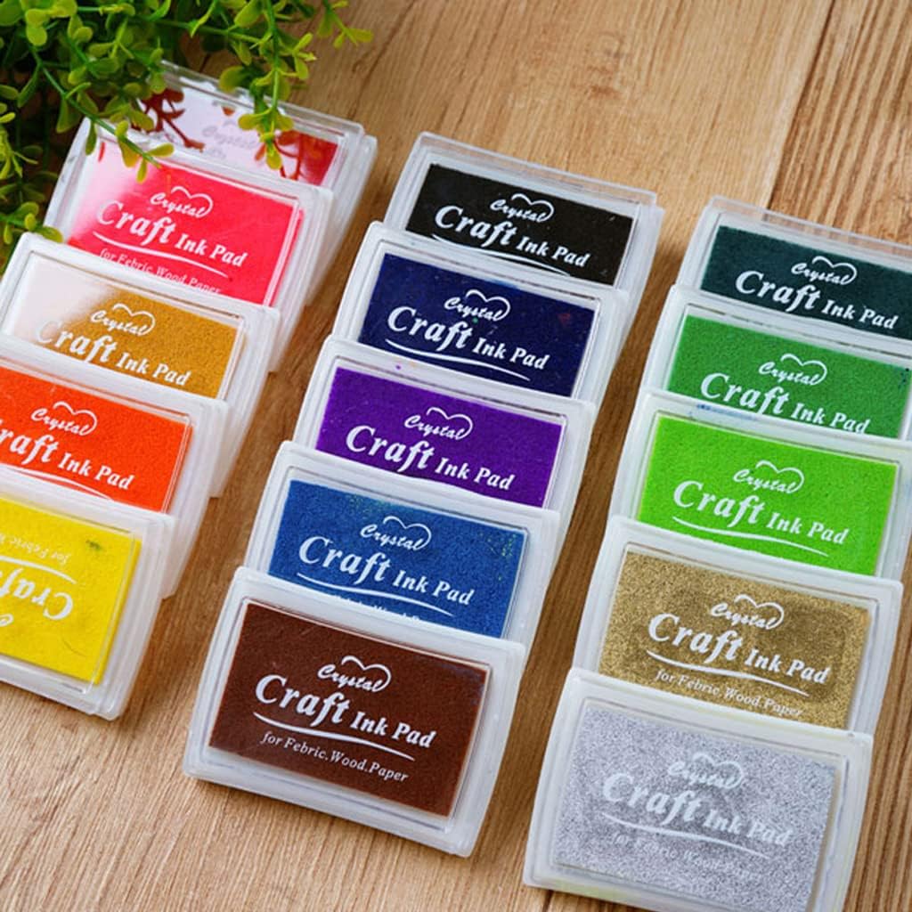 6 Pcs Craft Ink Pad, Washable Ink Pads for Kids Multicolor Ink Pads for Rubber Stamps, Paper, Scrapbooking, Wood Fabric, 6 Unique Darken Colors