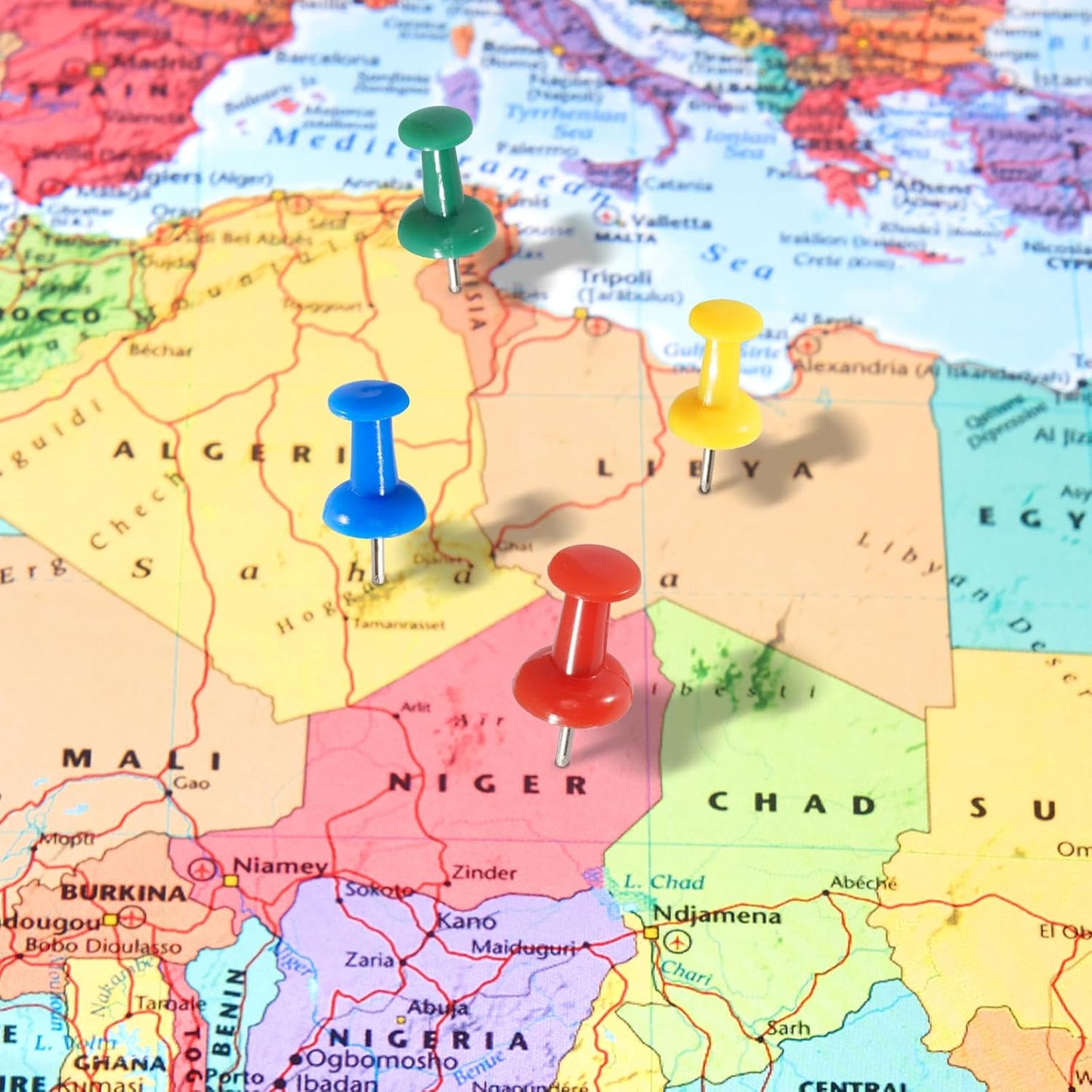 120Pcs Push Pins for Bulletin Board, Thumb Tacks for Cork Board, Colorful Plastic Head, Steel Tip, Thumbtacks for Wall Poster Photo Maps Pictures Office Home Decor