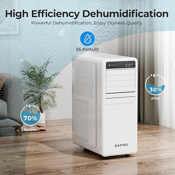 12,000 BTU Portable Air Conditioner, 3-IN-1 Smart AC Unit with Fan/Dehumidifier/Drainage-free Cooling, APP/Voice/Remote/Touch, 47 dB, Sleep Mode, Window Installation Kit, 24H Timer for Home/Office