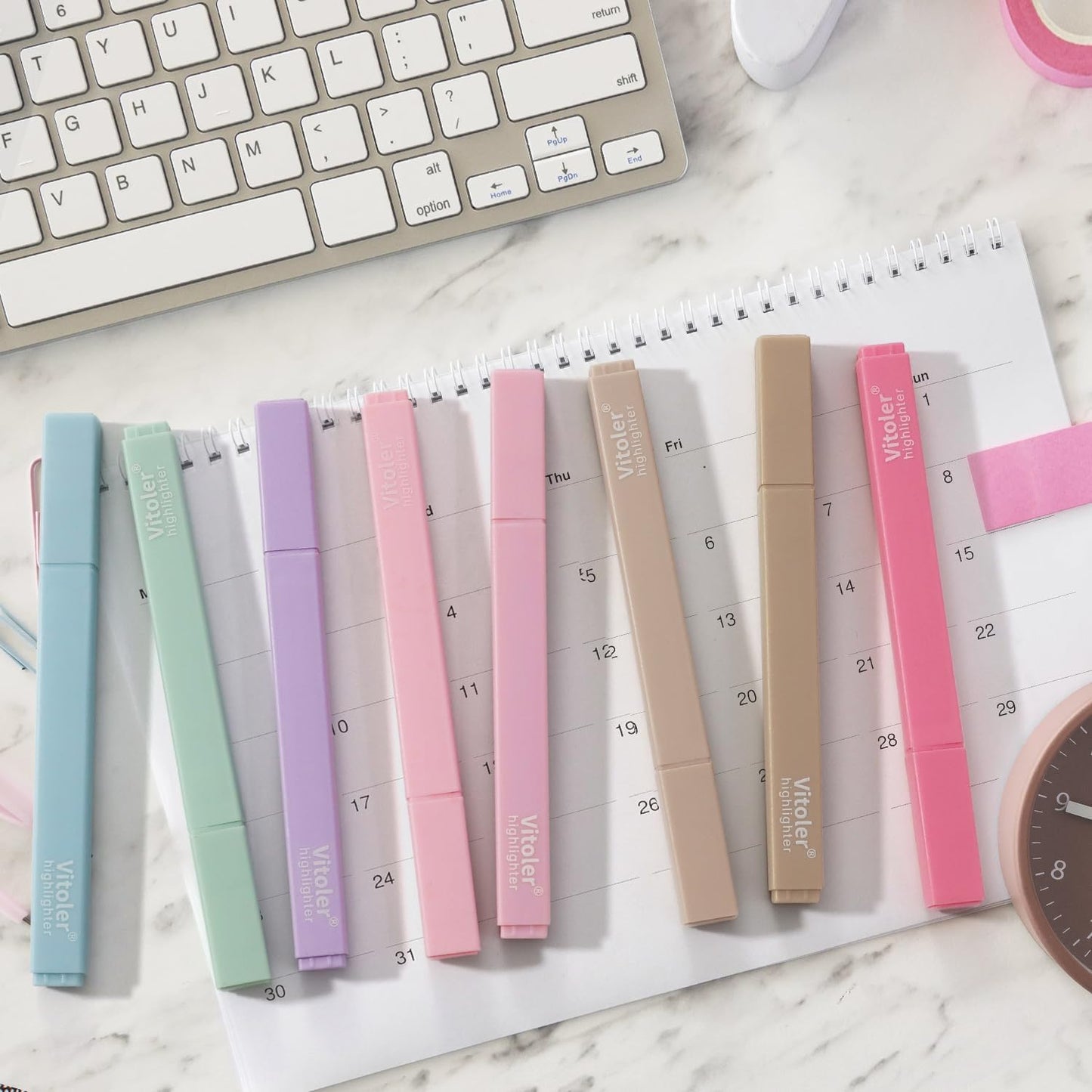 Vitoler Highlighters Assorted Colors,8 Pack,Soft Chisel Tip,Cute Highlighters Set for Aesthetic School Office Supplies,Book Markers