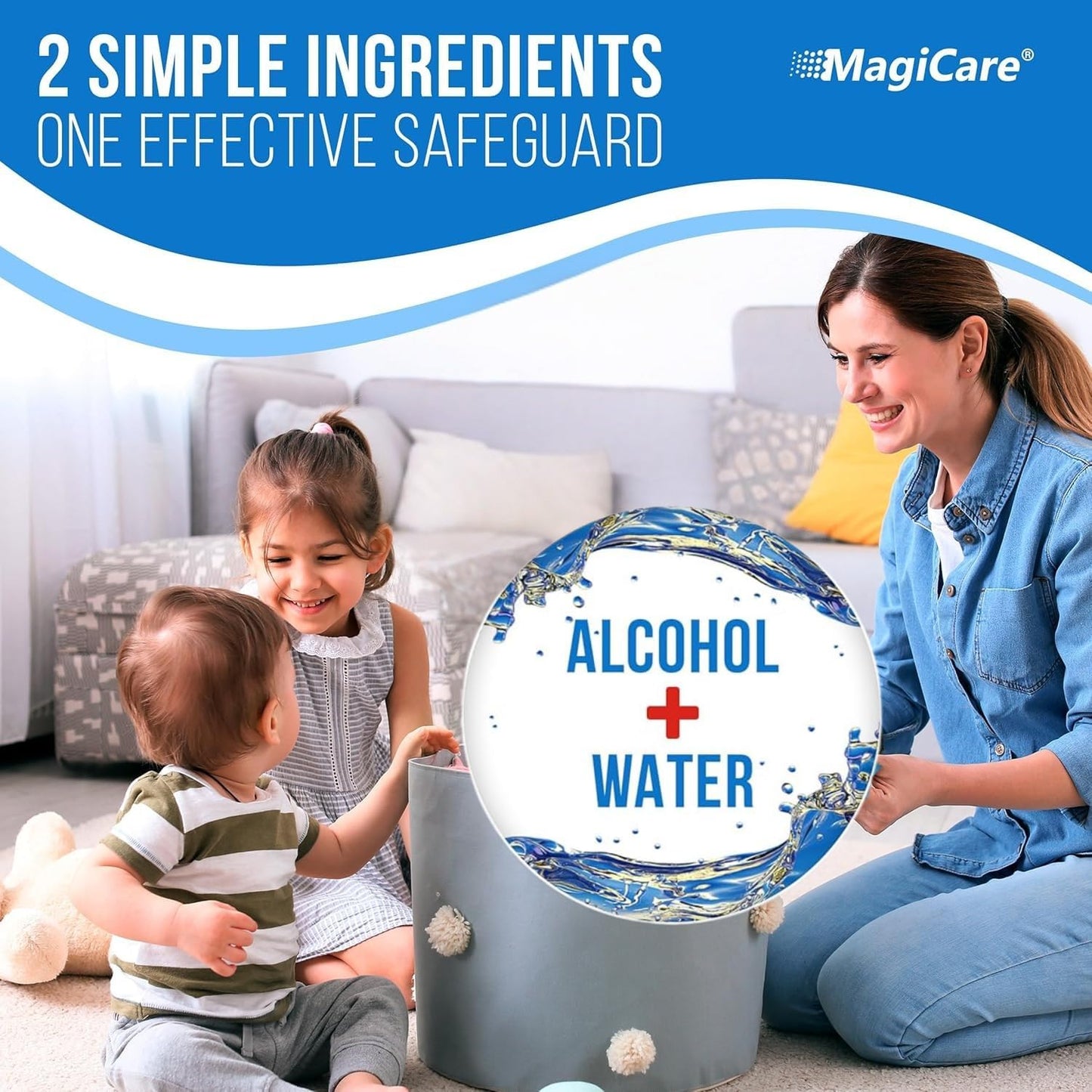 MagiCare 75% Large Alcohol Wipes (2 Canisters) - Hand Sanitizing Wipes - Hand Sanitizer Wipe, Unscented, Premium - Home, Classroom, Camping - 2, 100ct Canisters (200pcs)