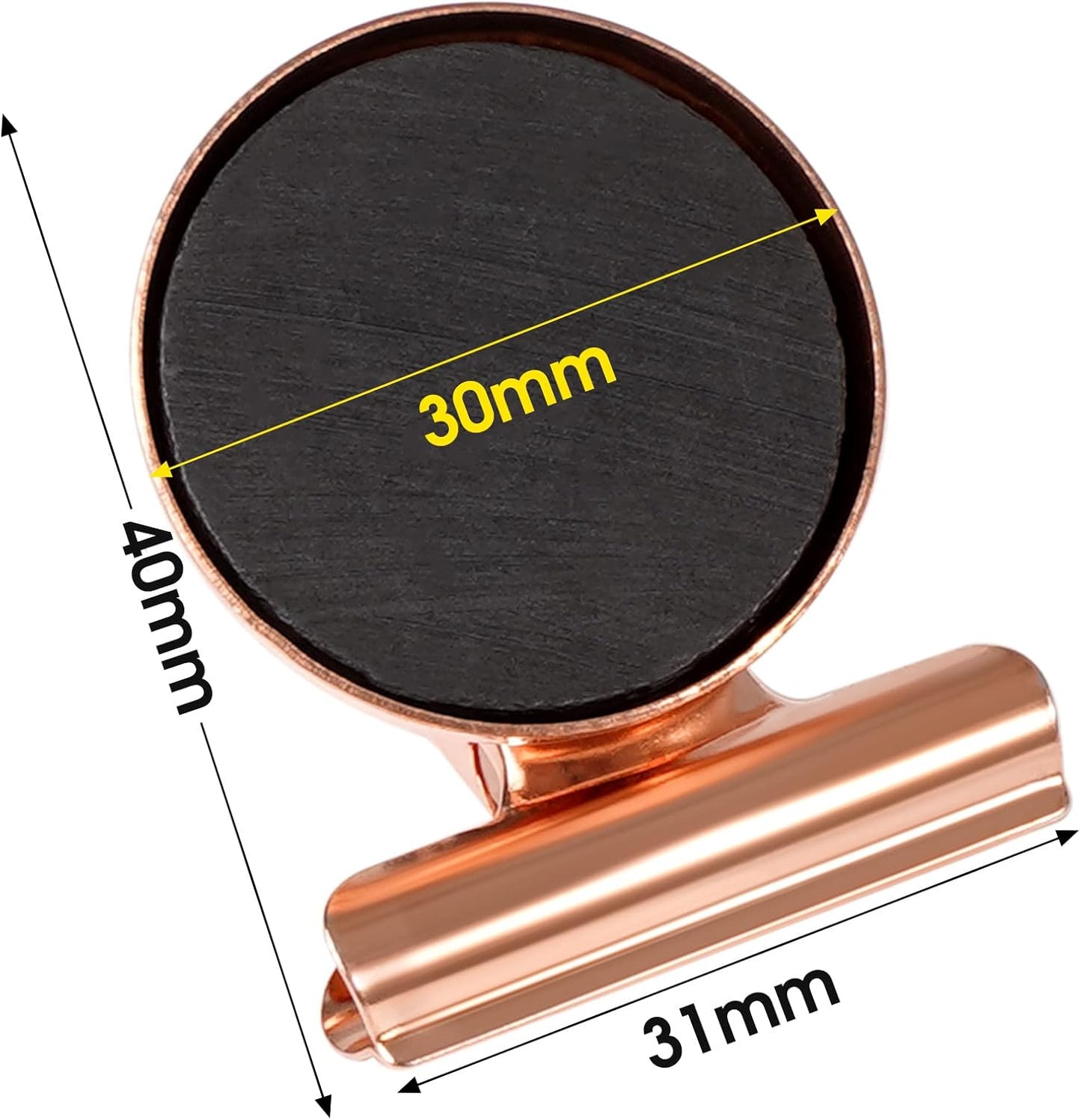 VNDUEEY 20 Pack Multicolor Magnetic Paper Clip Dispenser Holder, Fridge Magnets Refrigerator Magnets, Magnet Clips for Whiteboard Locker Paperclip Dispenser for Desk, School, Office (Rose Gold)