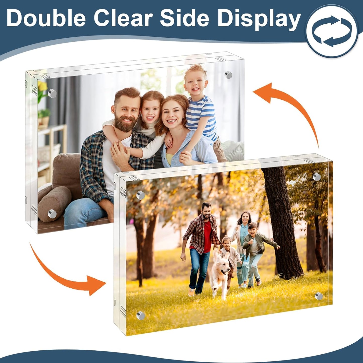 5x7 Acrylic Picture Frames 1 Pack, 10+10MM Premium Acrylic Photo Frame Magnetic Picture Frames Clear Double Holder-Sided, Free Standing Desktop Display, Best Gift for Family, Baby, Friend