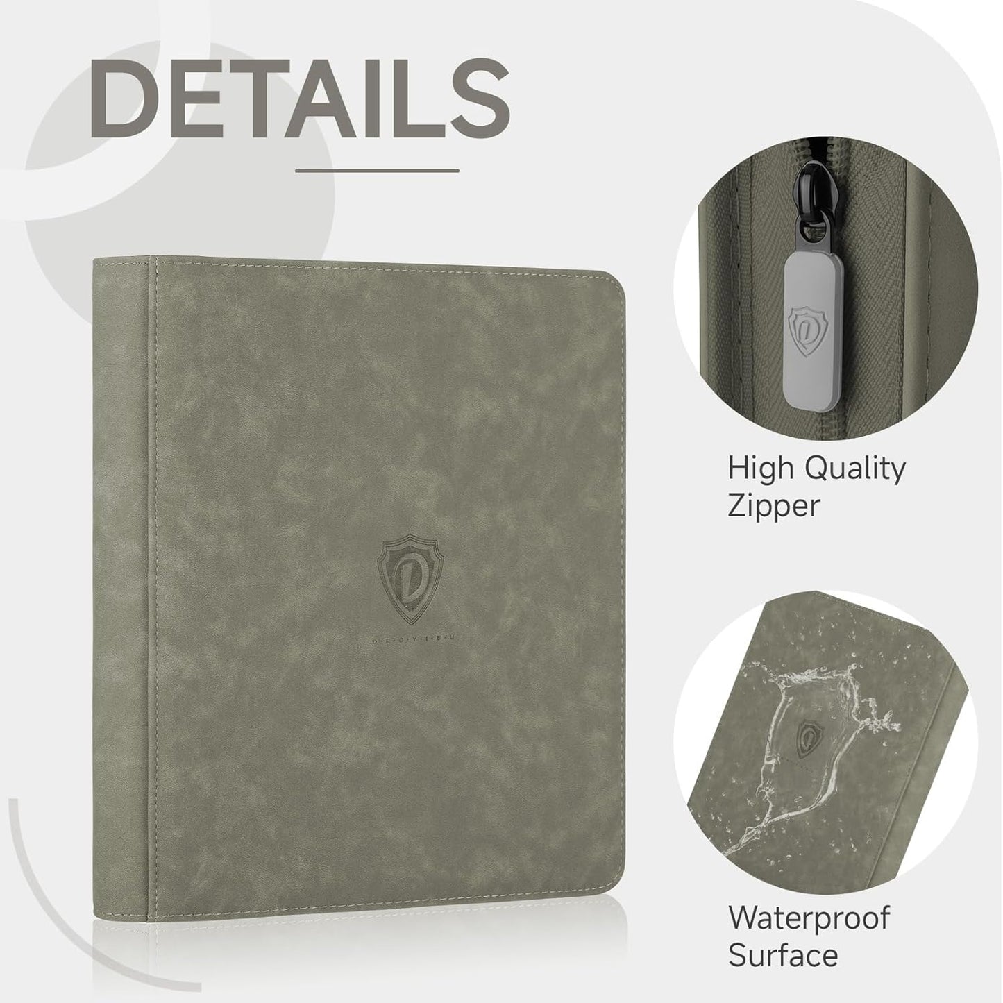 Trading Card Binder with Zip,12 Pockets Card Binder,720 Double Sided Pocket Card Collection Binder,Card Album Card Folder for MTG,TCG,Sports Cards,Game Cards,Grey