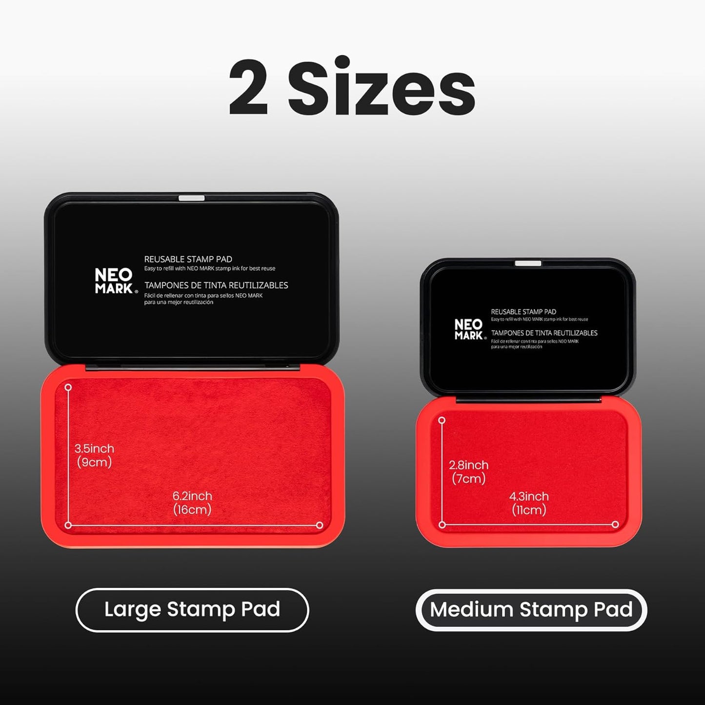 Medium Stamp Pad Kit (1oz Ink Included)-2.8"x 4.4", Magnetic Lid, Premium Quality Felt Stamp Pad (Red)