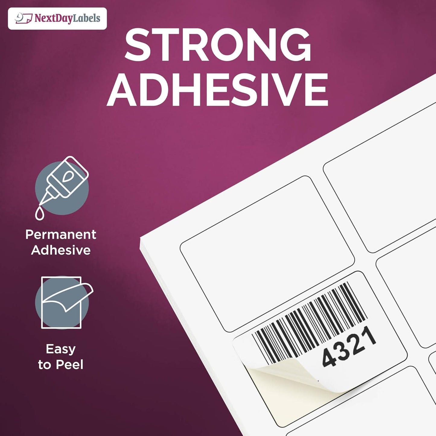 NextDayLabels – 3-3/8" x 2-1/3" Rectangular Sticker Labels for Printer - White Laser/Inkjet Printer Labels Return Address Labels Shipping Label Stickers (250 Sheets, 8 Per Sheet, 2000 Labels)