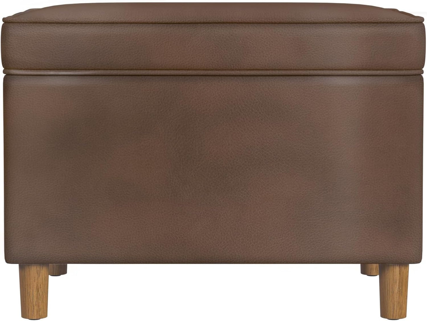 Home Decor | Dinah Collection Modern Storage Ottoman | Ottoman with Storage for Living Room & Bedroom(Brown Faux Leather)
