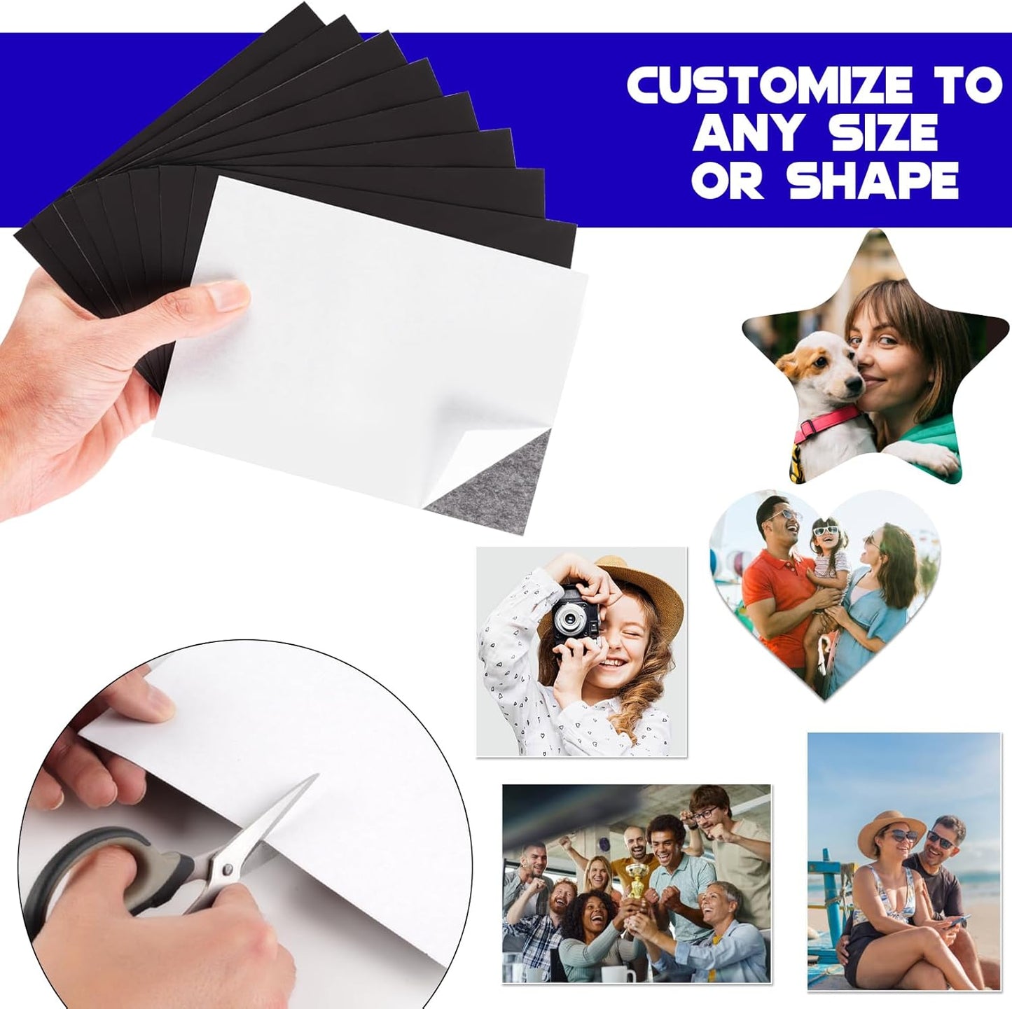 8X10 Picture Magnetic Sheets (Pack of 18),Cuttable Shaped Photo Magnet Sheets with Self Adhesive for Home/Classroom/Office
