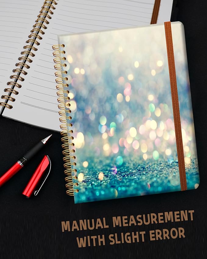 Ruled Spiral Writing Notebook,A5 Hardcover Lined College Journal for Women Lady,Fashion Puppy Watercolor Strong Twin-Wire Binding with Premium Paper,8.4" X 6",Perfect for School,Office,Home Gifts(Beautiful Blue Shiny)