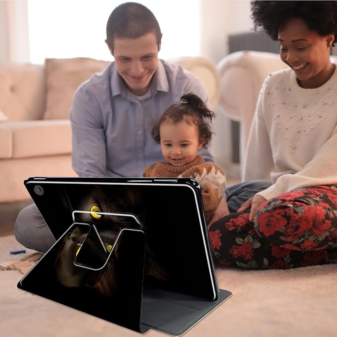 for All-New Amazon Kindle Fire 7 Tablet Case(12th, 2022 Release),Fire 7 Tablet Case,360 Degree Rotating Stand Smart Protective Case, for Fire 7 2022 Tablet (7” Display),Cute Wild Cat