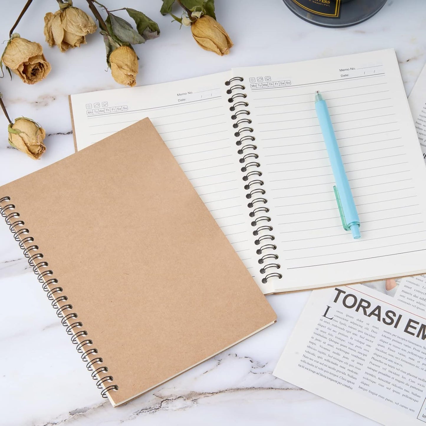 48 Pack A5 Spiral Notebook College Ruled Spiral Notebook Bulk Inches Hardcover Kraft Notebooks Lined Travel Writing Notebooks Journal Notepad for Office School Supplies, 100 Pages, 8.3 x 5.5 Inches