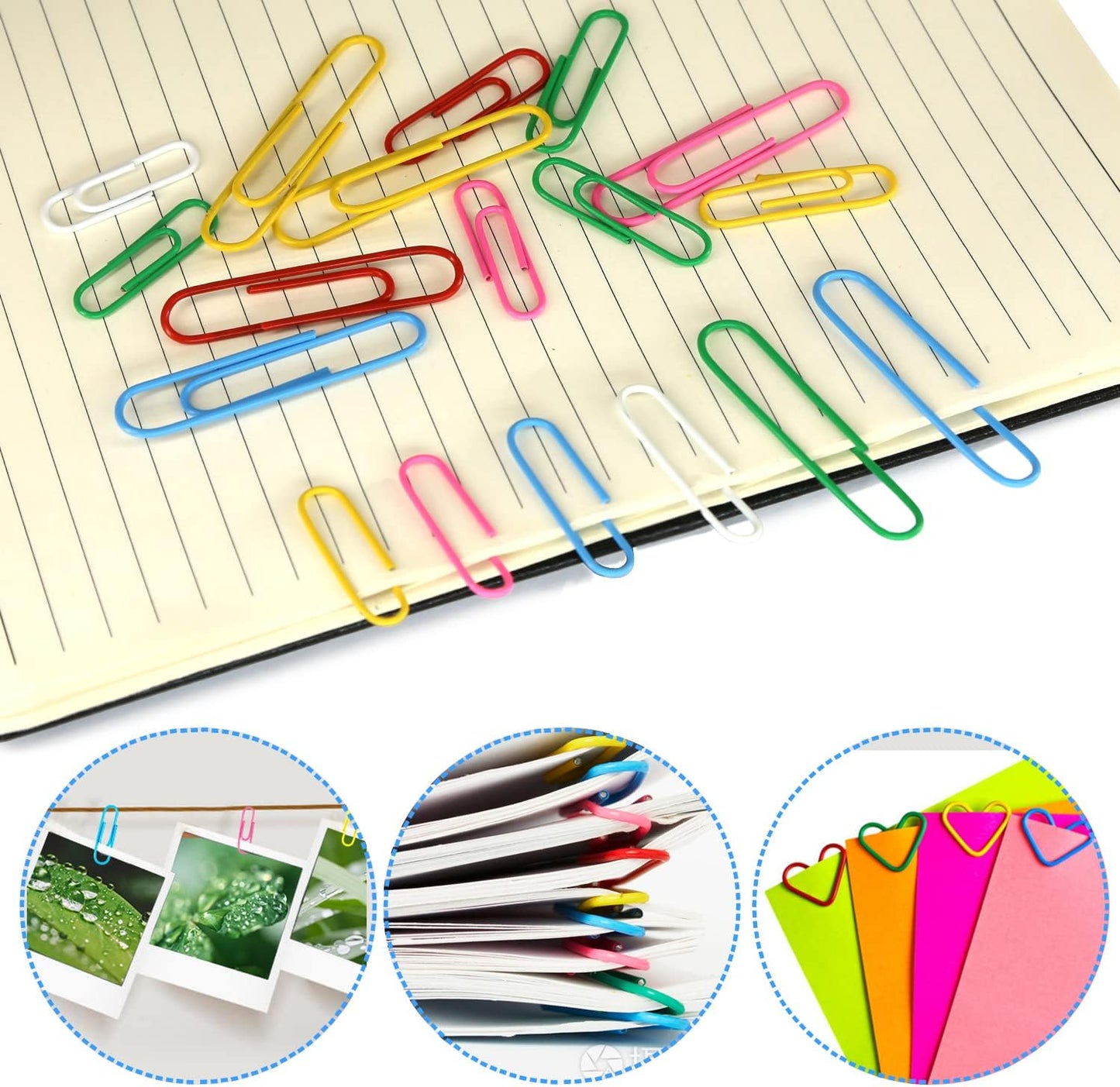 Paper Clips Binder Clips, 400 Pcs Colored Office Clips Set, Assorted Sizes Colored Paper Clips and Binder Clips Set Great for Document Organizing