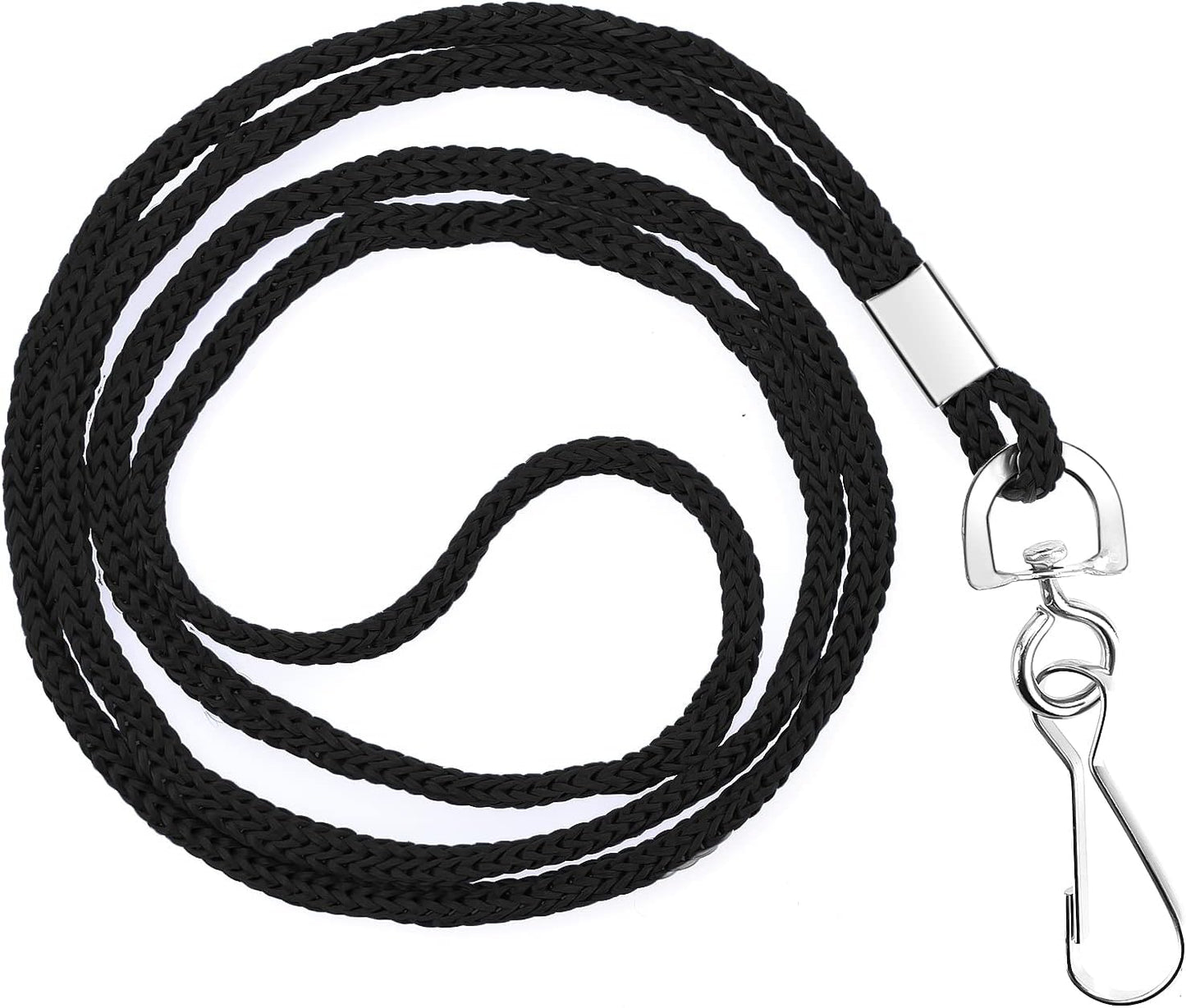 100Pcs Clear Plastic Horizontal Name Tag Badge ID Card Holders and 100Pcs Black Neck Lanyards with Swivel Hook for School, Office, Business