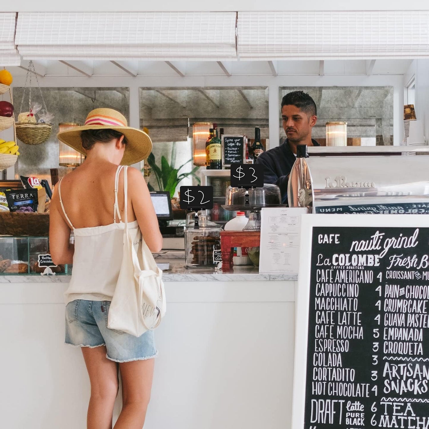 10 Pack Double Head Display Clips Rotating Reuse Sign Price Tag Merchandise Sign Display Clip Holder, Mini Plastic Chalkboard Sign with Clip for Business, Party, Office, Exhibition (Black)