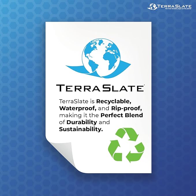 TerraSlate Premium Waterproof Paper, 5 MIL 8.5” x 11”, Laser Printer & Copy Machine Compatible, Durable & Rain/Weather-Proof Copy Paper, White Paper (250 Sheets)